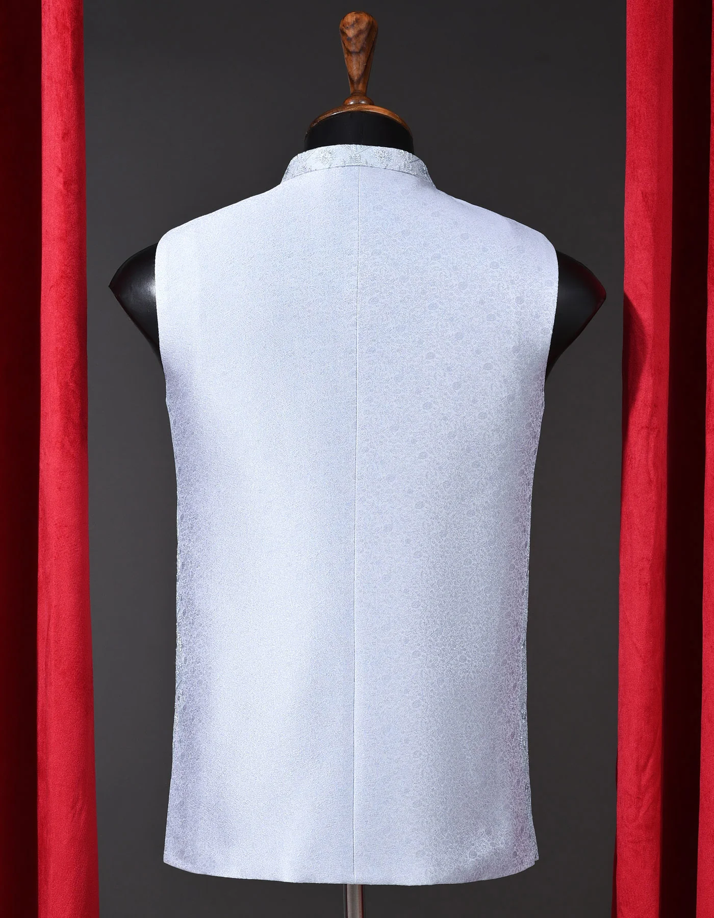 Silver Embroidered Designer Waistcoat - Image 3