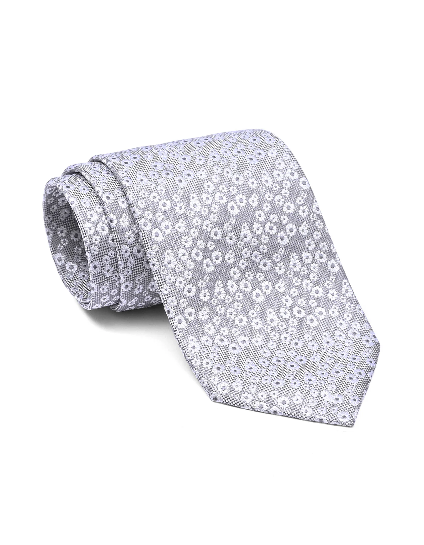 Silver Floral Tie