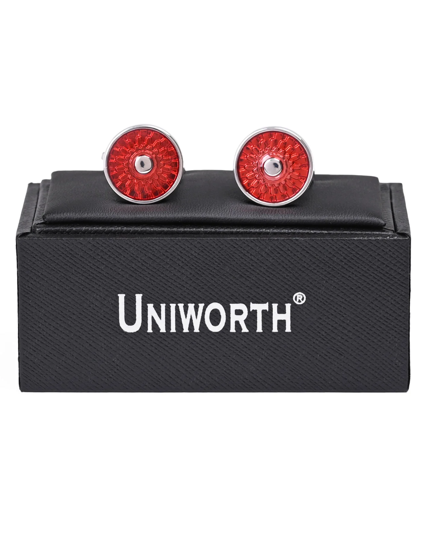 Silver/Red Circle Cufflink - Image 2