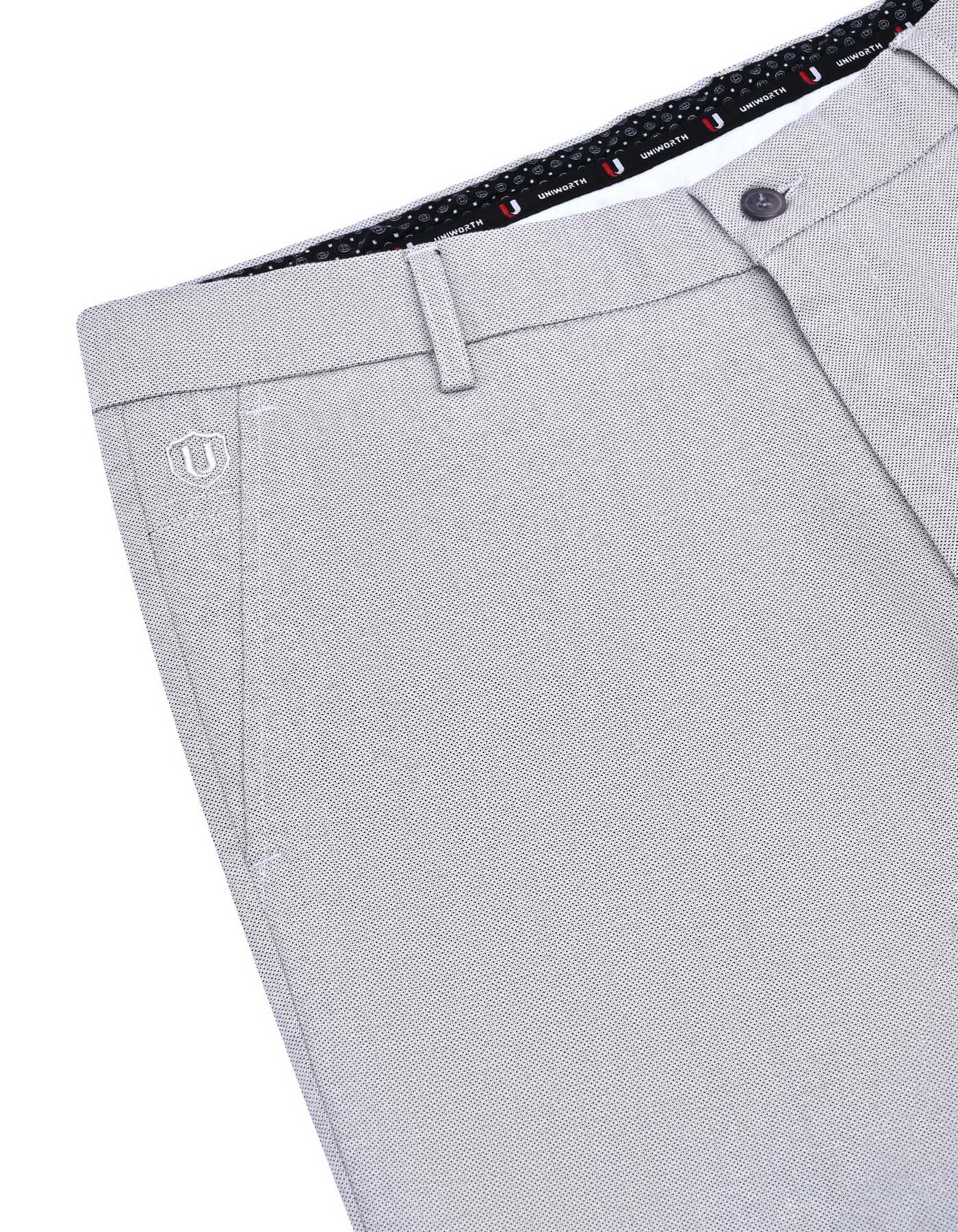 Silver Texture Classic Fit Cotton Trouser - Image 3