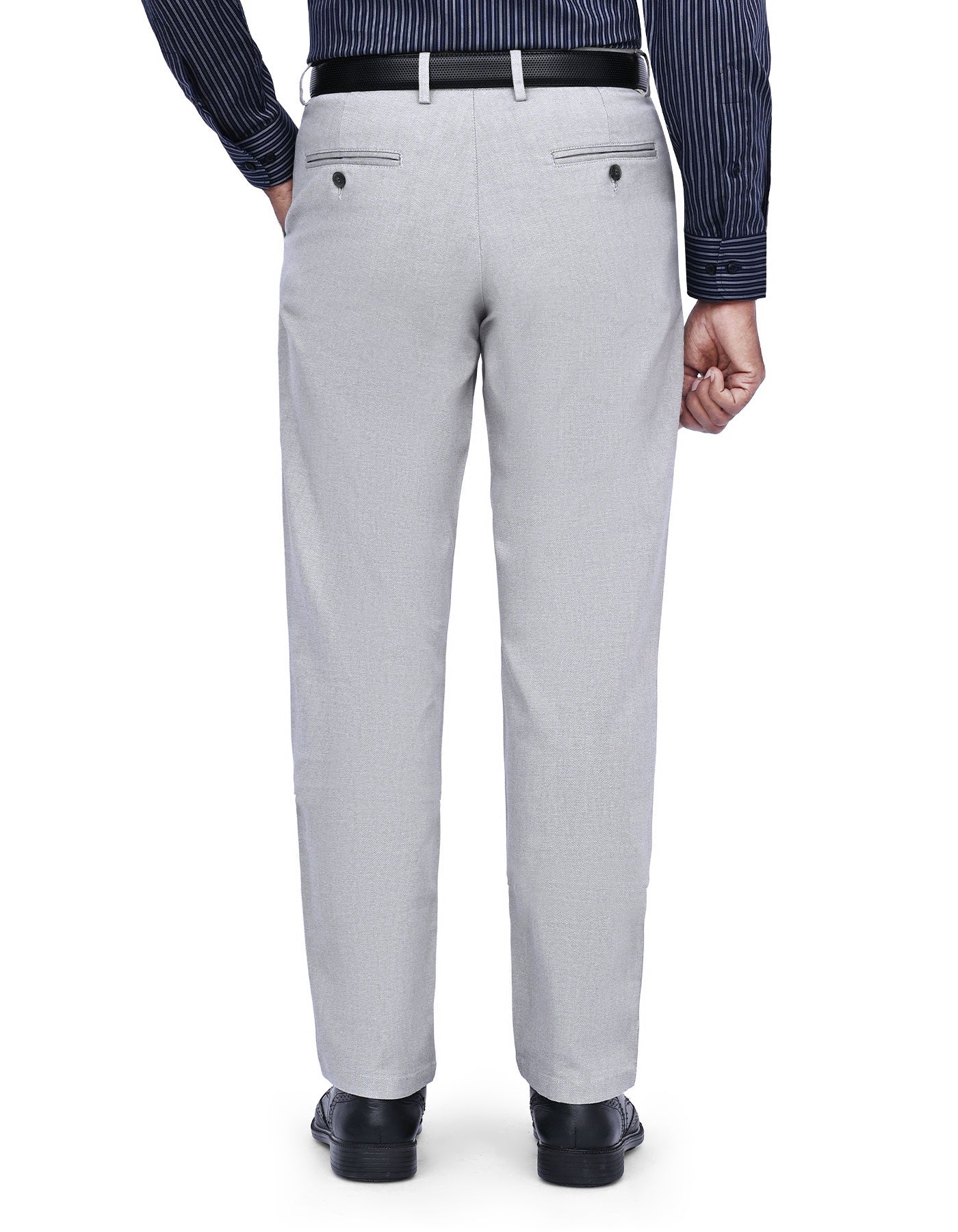 Silver Texture Smart Fit Cotton Trouser - Image 5