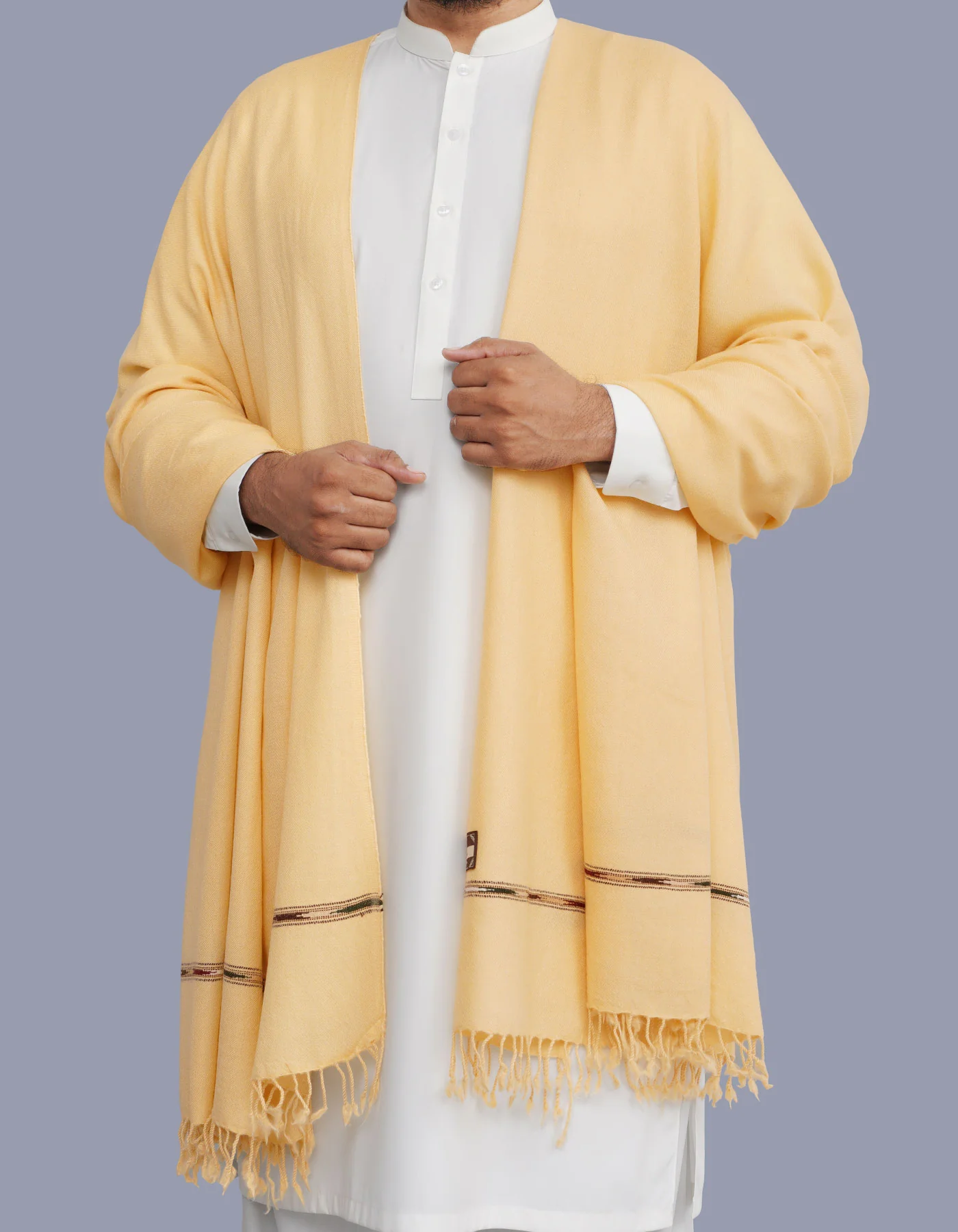 Skin Plain 100% Wool Men Shawl - Image 2