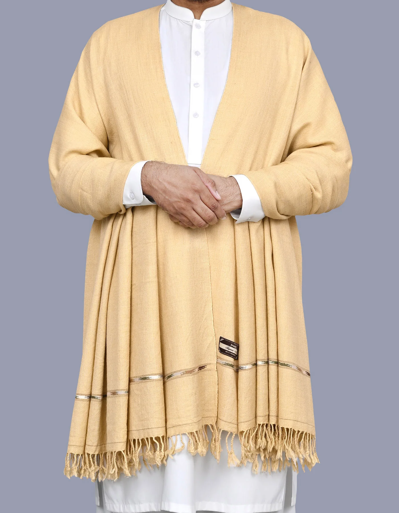 Skin Plain Wool Blend Men Shawl