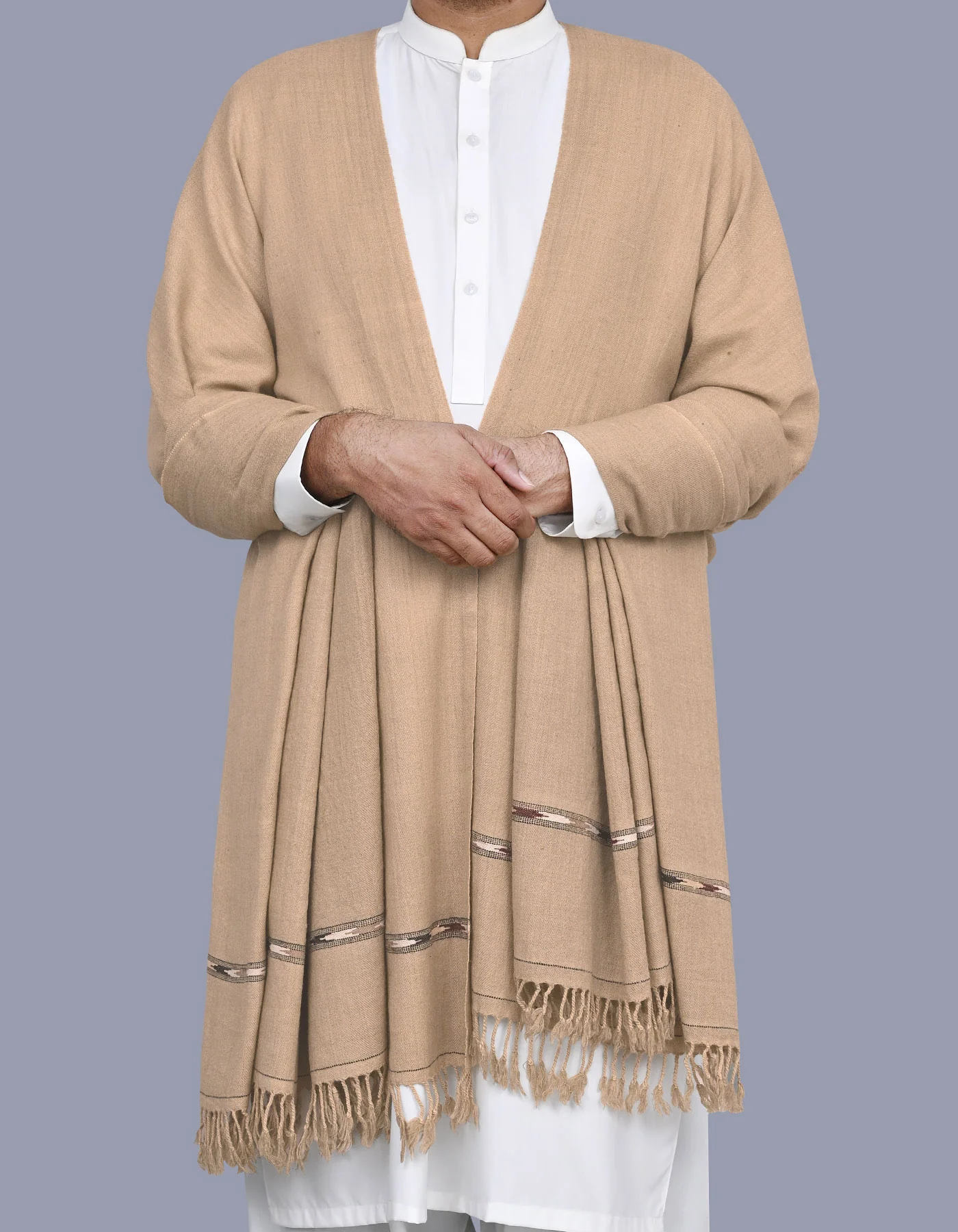 Skin Plain Wool Blend Men Shawl