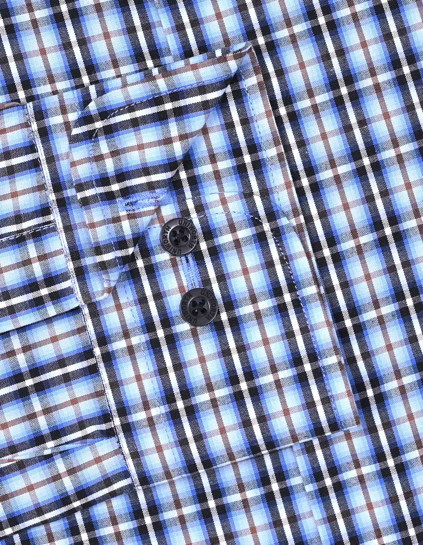 Sky/Brown Check Tailored Smart Fit Shirt - Image 3