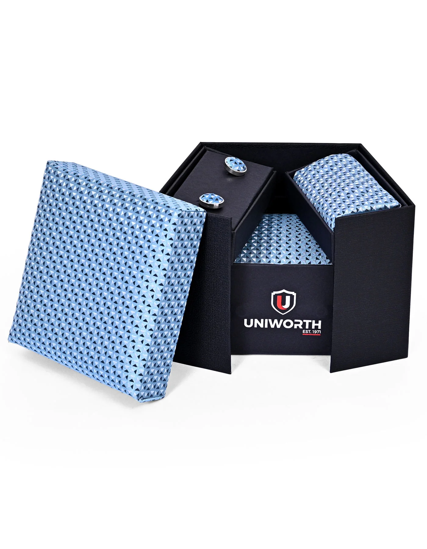 Sky Geometric Cufflink Tie Set - Image 2
