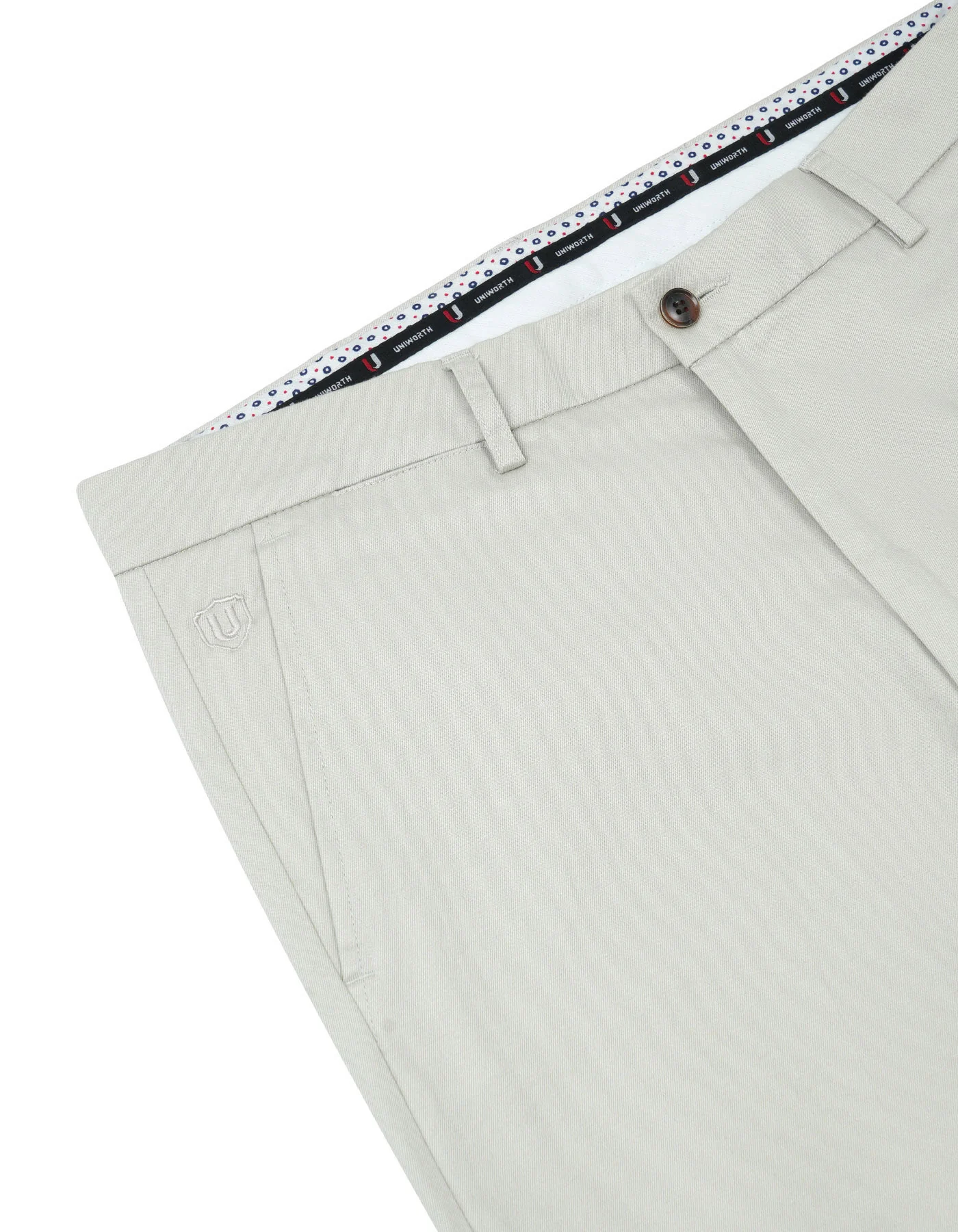 Stone Plain Classic Fit Cotton Trouser - Image 3