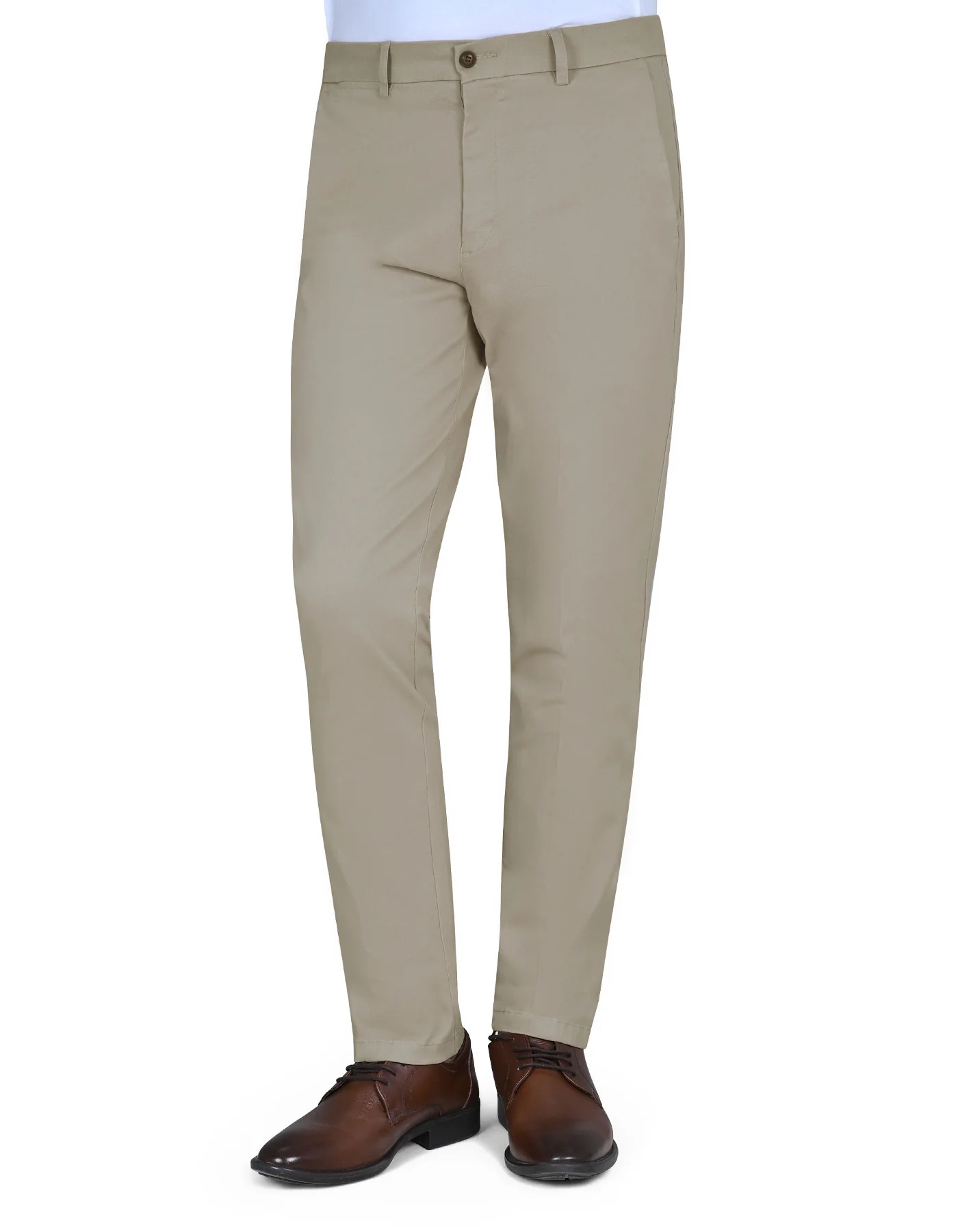 Stone Plain Classic Fit Cotton Trouser