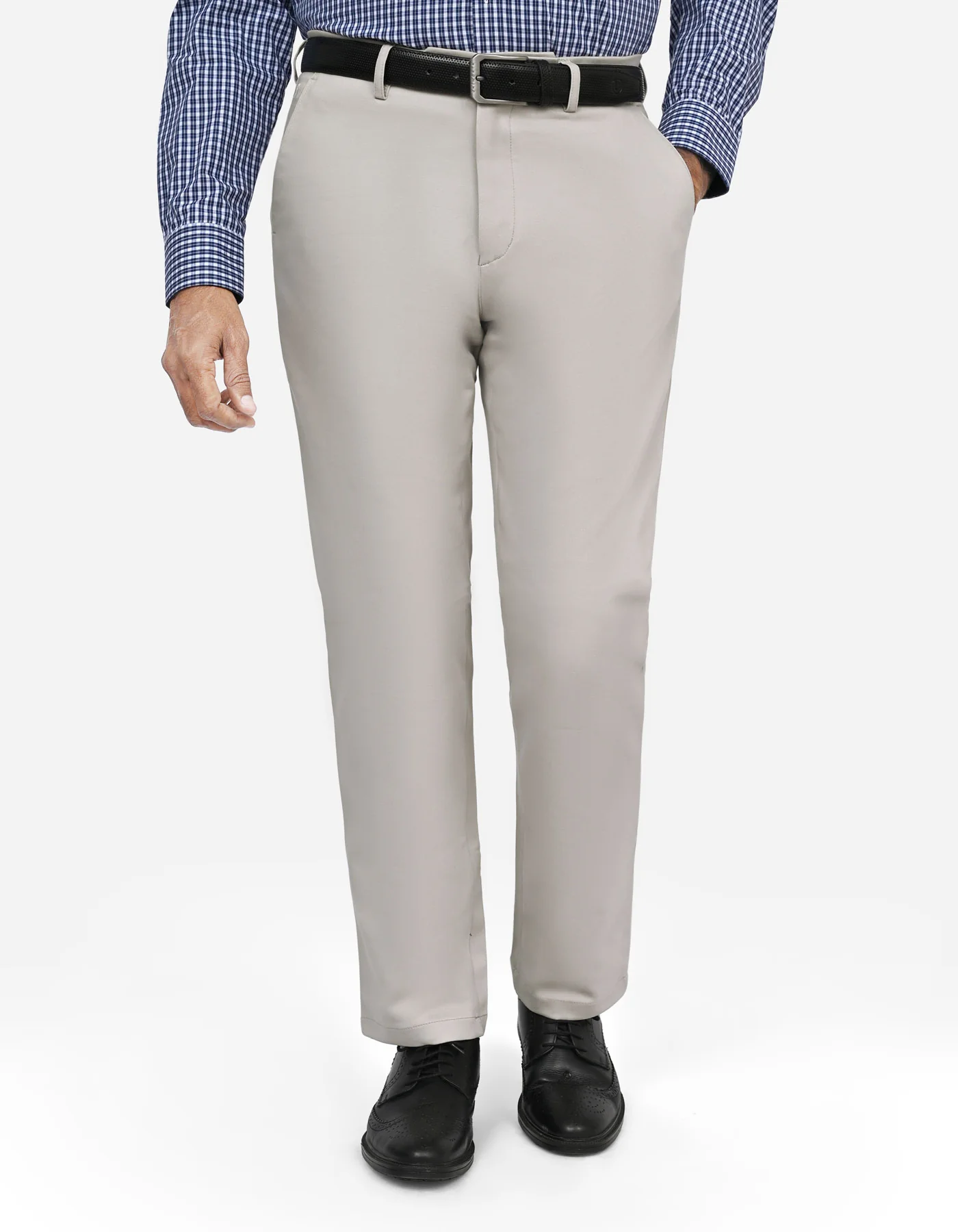 Stone Plain Classic Fit Cotton Trouser