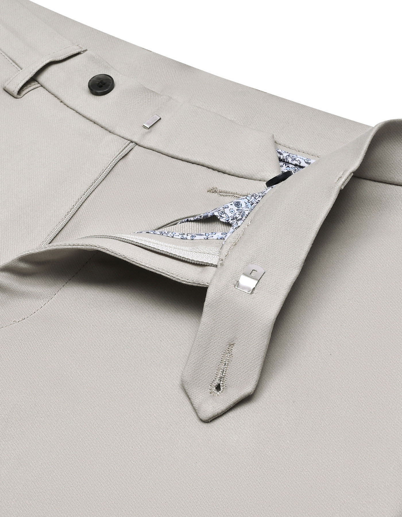 Stone Plain Classic Fit Cotton Trouser - Image 2