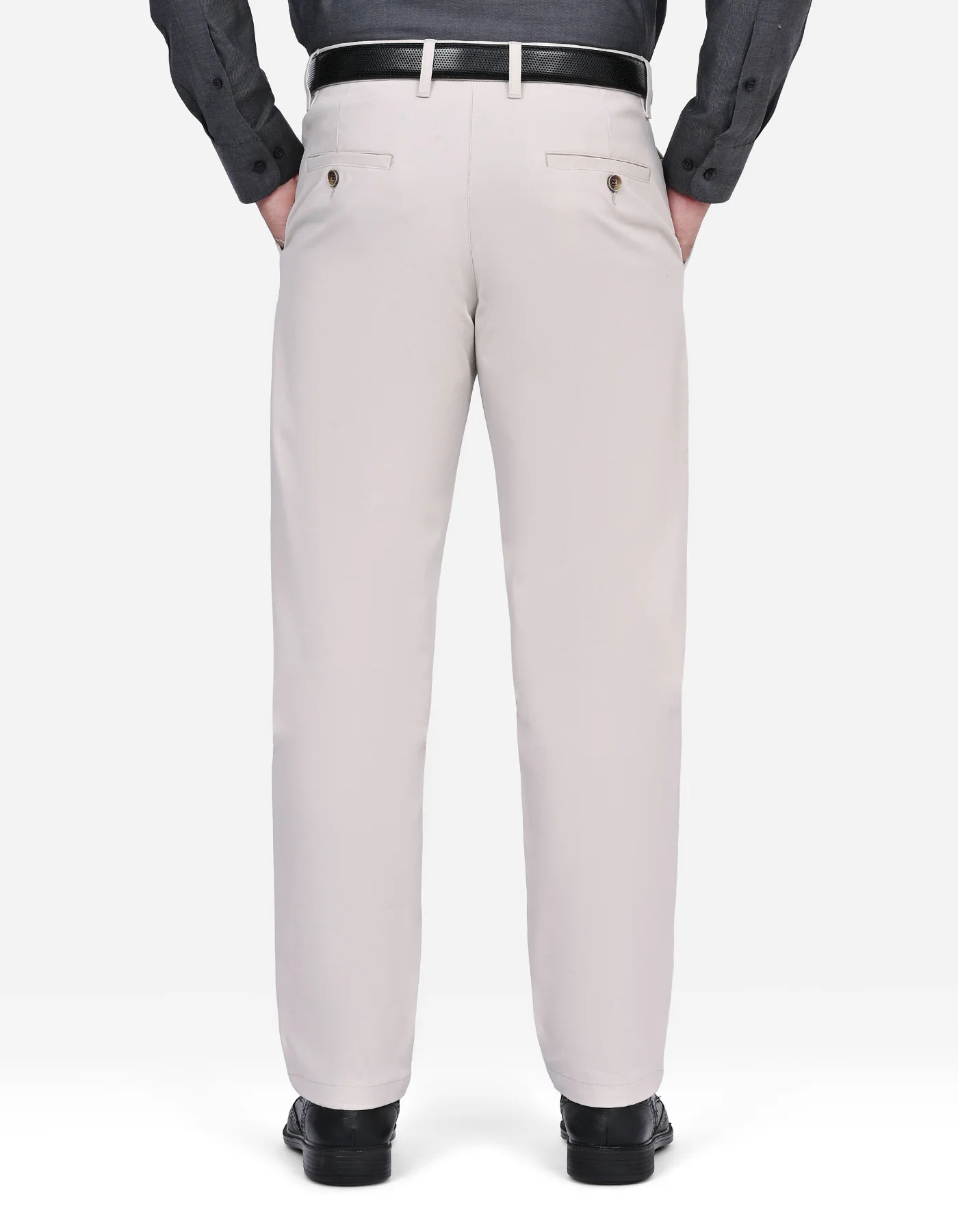Stone Plain Smart Fit Cotton Trouser - Image 5