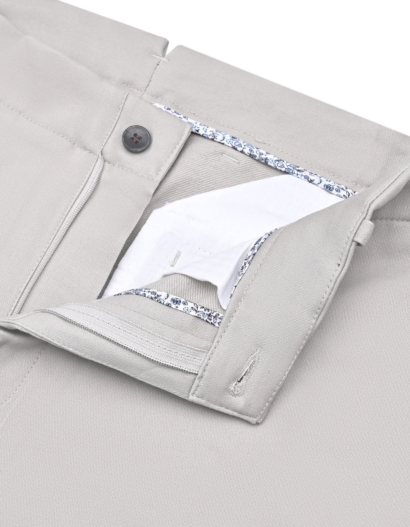 Stone Plain Smart Fit Cotton Trouser - Image 2