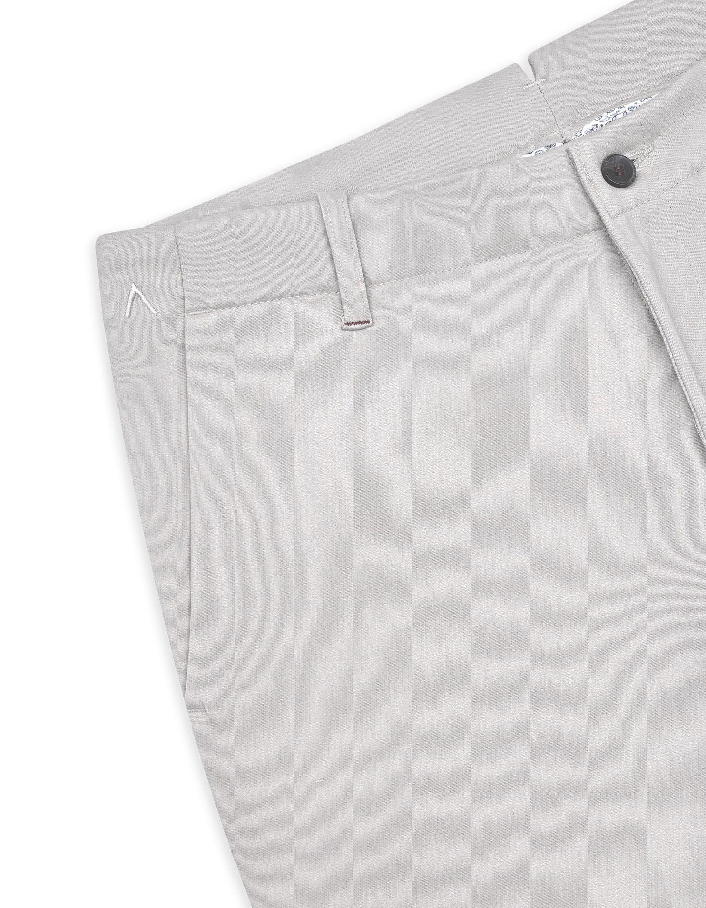 Stone Plain Smart Fit Cotton Trouser - Image 3