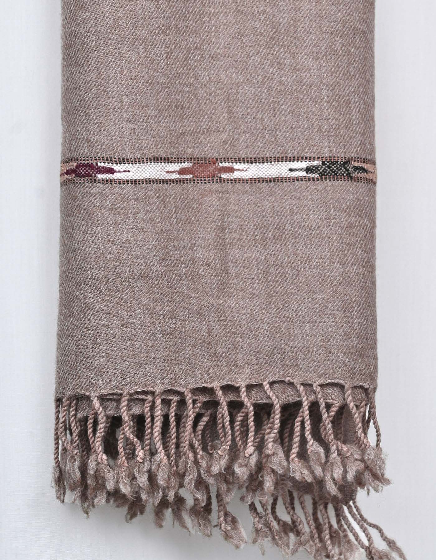 Taupe Plain Wool Blend Men Shawl - Image 3