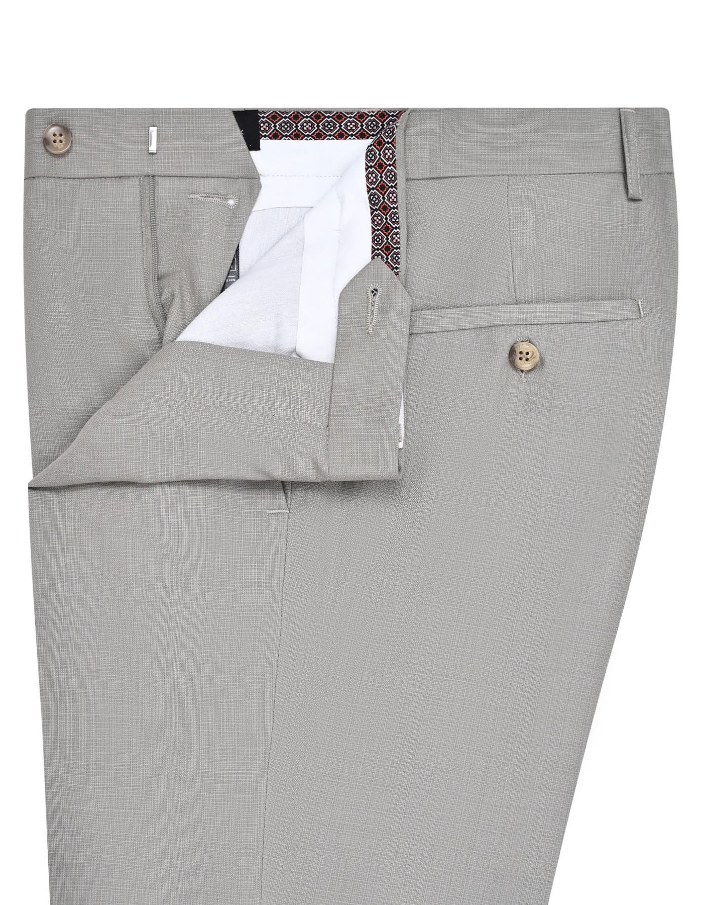 Taupe Texture Classic Fit Formal Trouser - Image 2