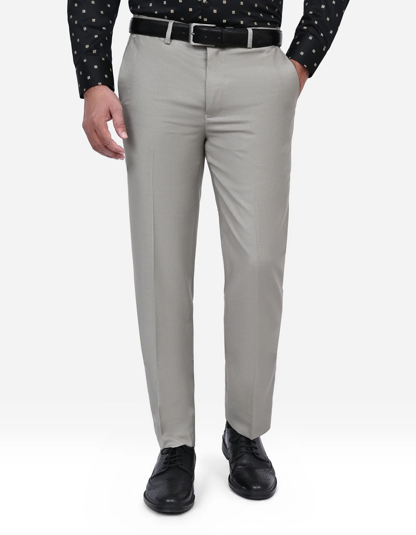 Taupe Texture Smart Fit Formal Trouser
