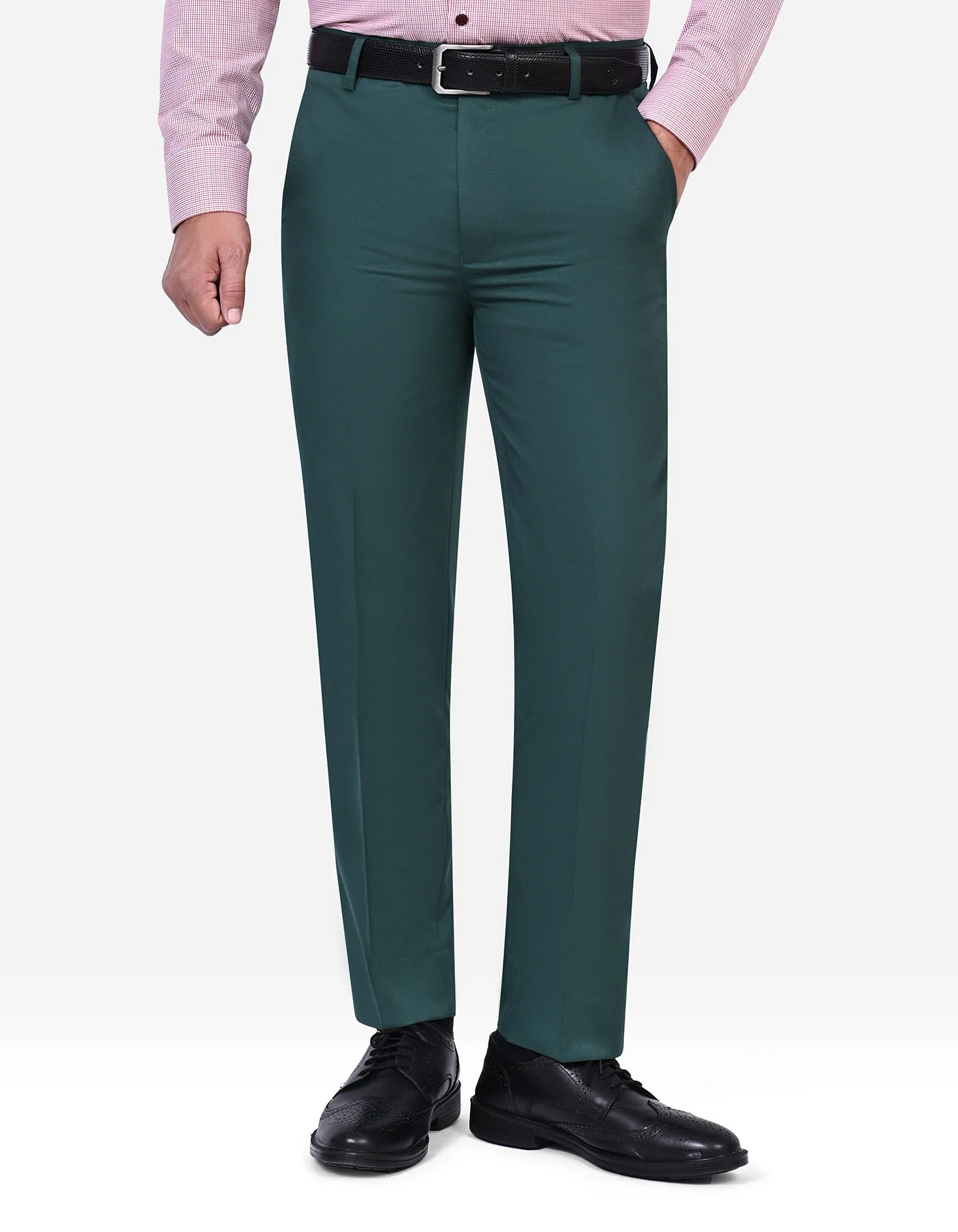 Teal Plain Classic Fit Formal Trouser