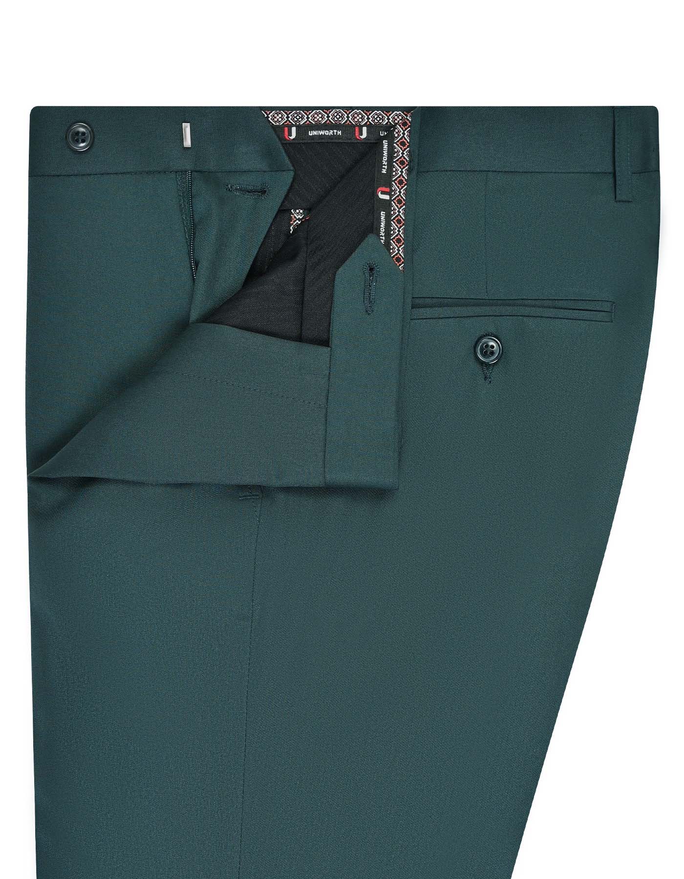 Teal Plain Classic Fit Formal Trouser - Image 2