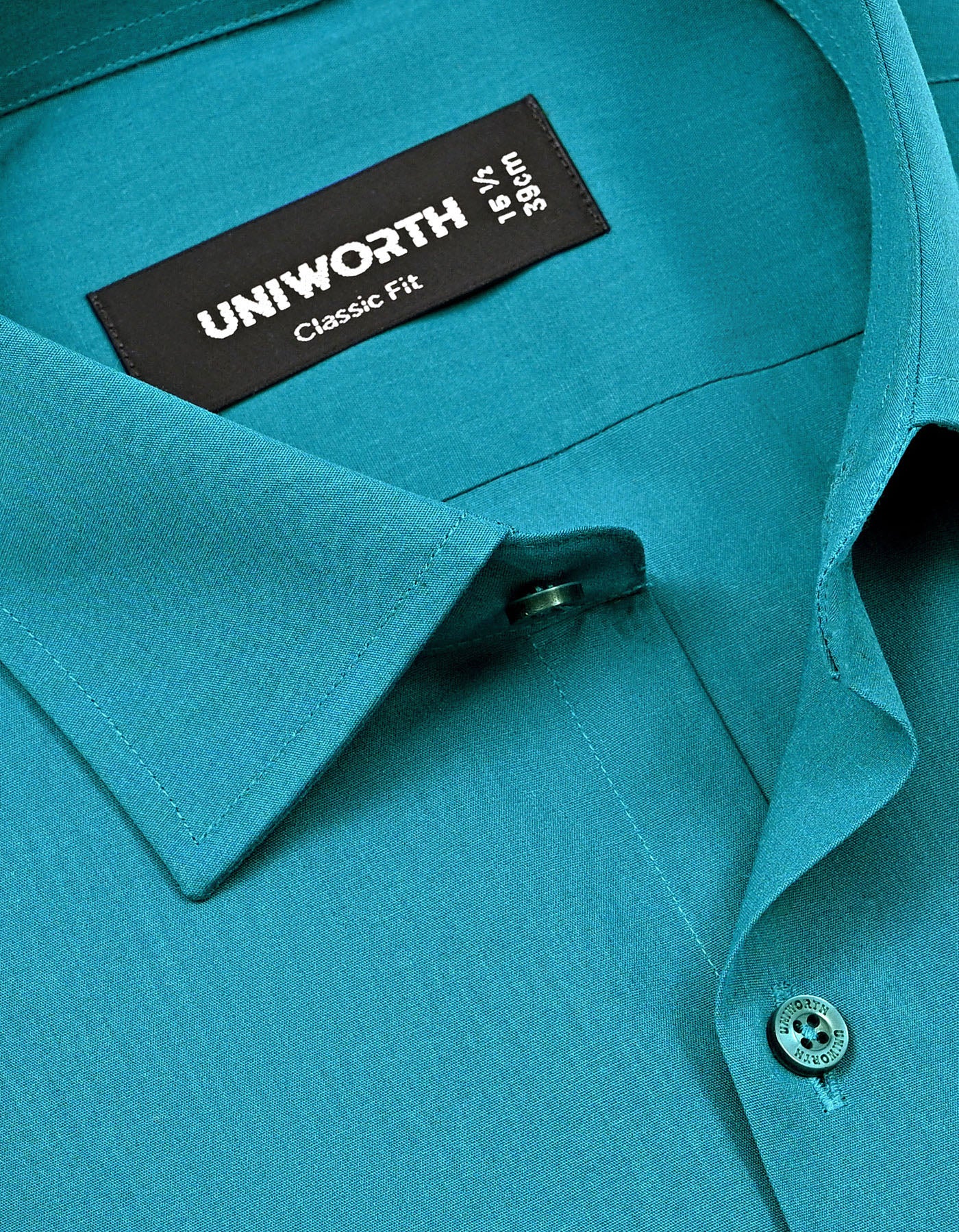 Teal Plain Classic Fit Shirt - Image 2