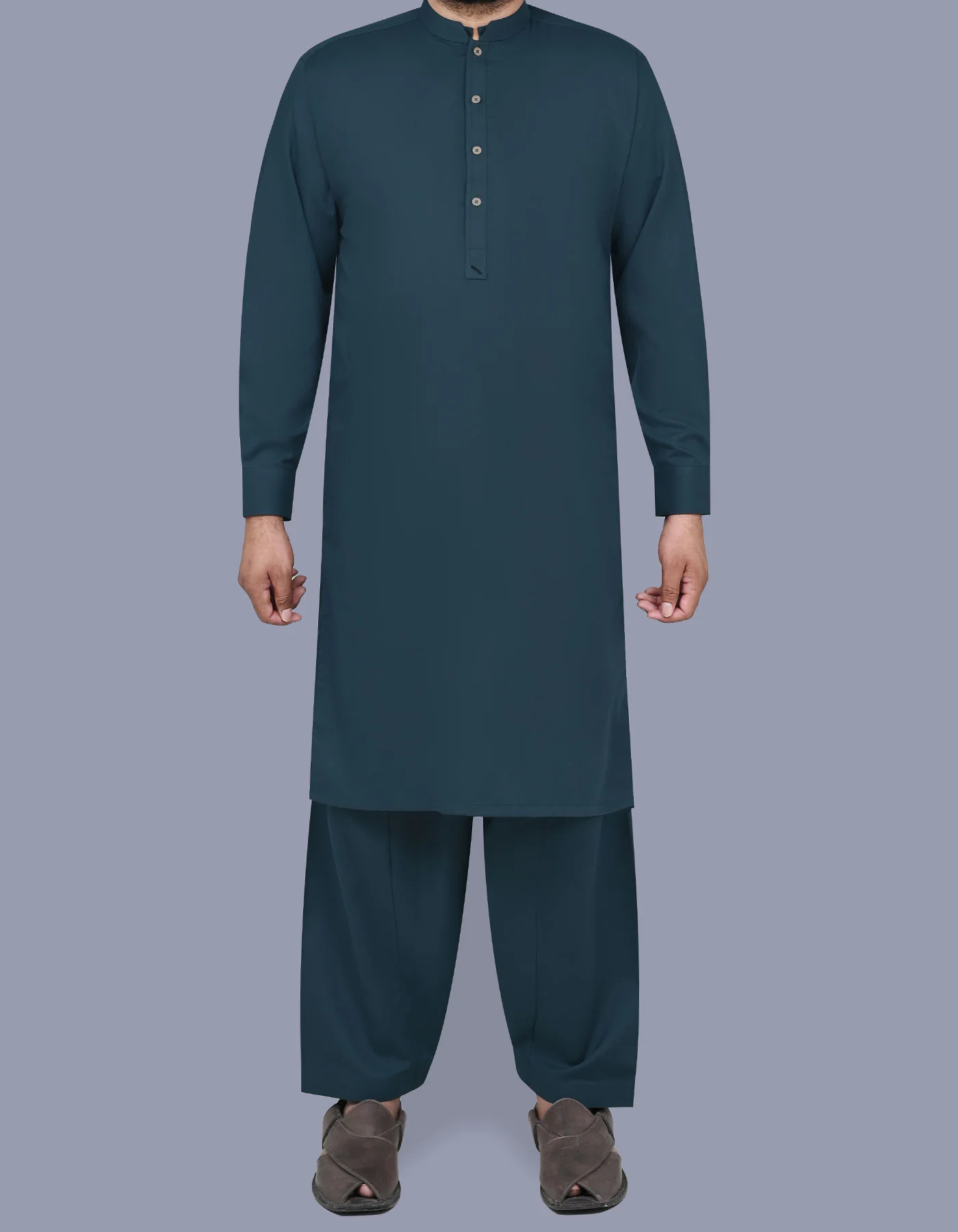 Teal Plain Kameez Shalwar