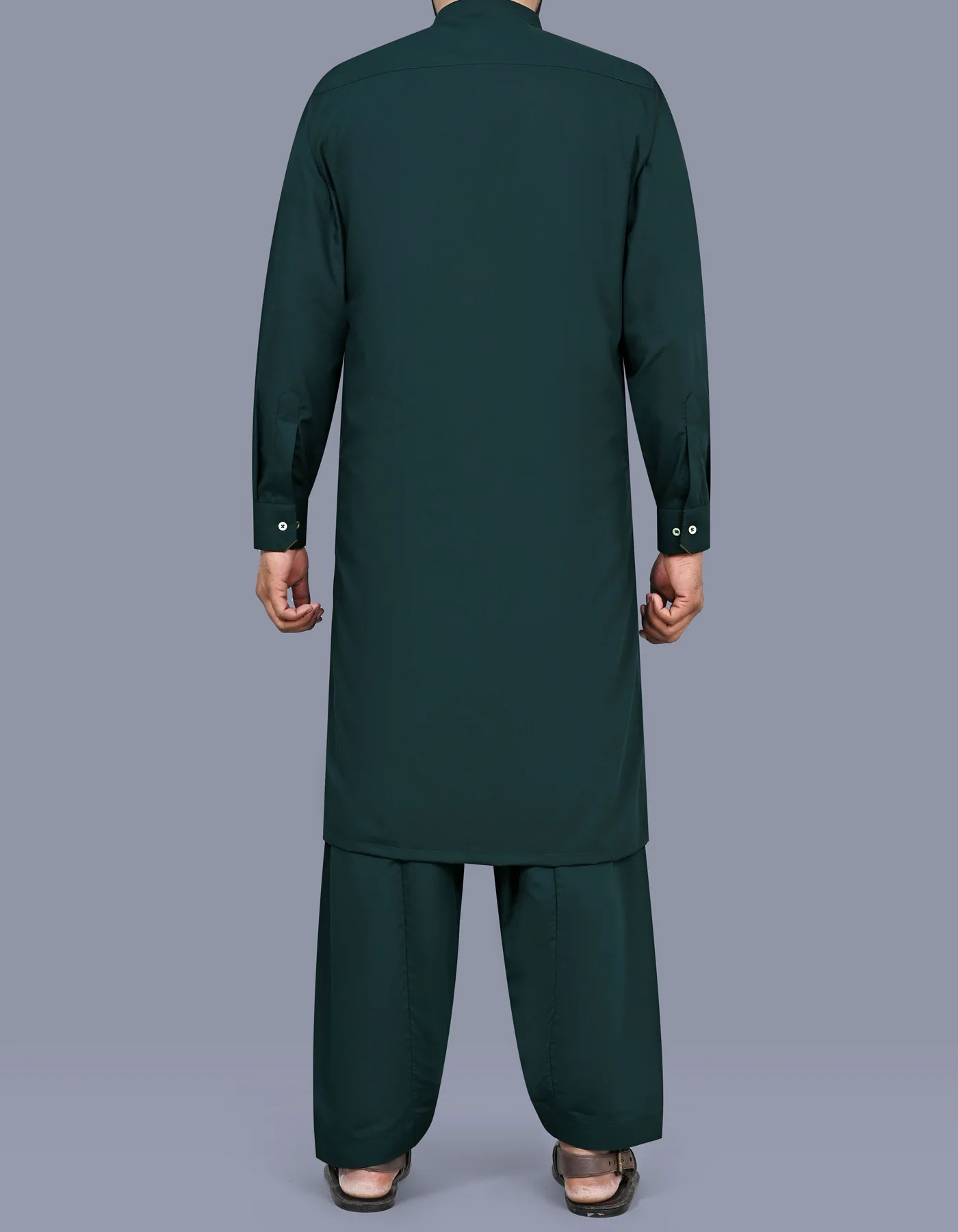 Teal Plain Kameez Shalwar - Image 4