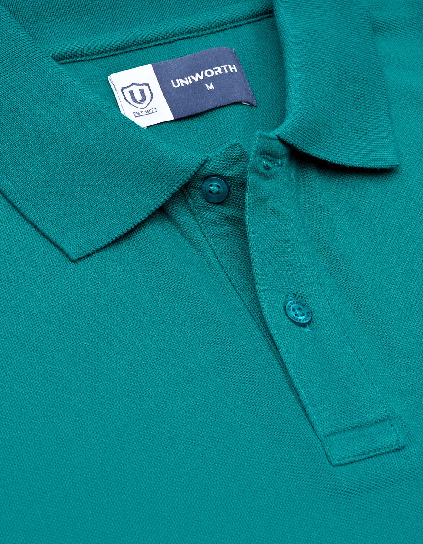 Teal Plain Pique Polo Shirt - Image 3
