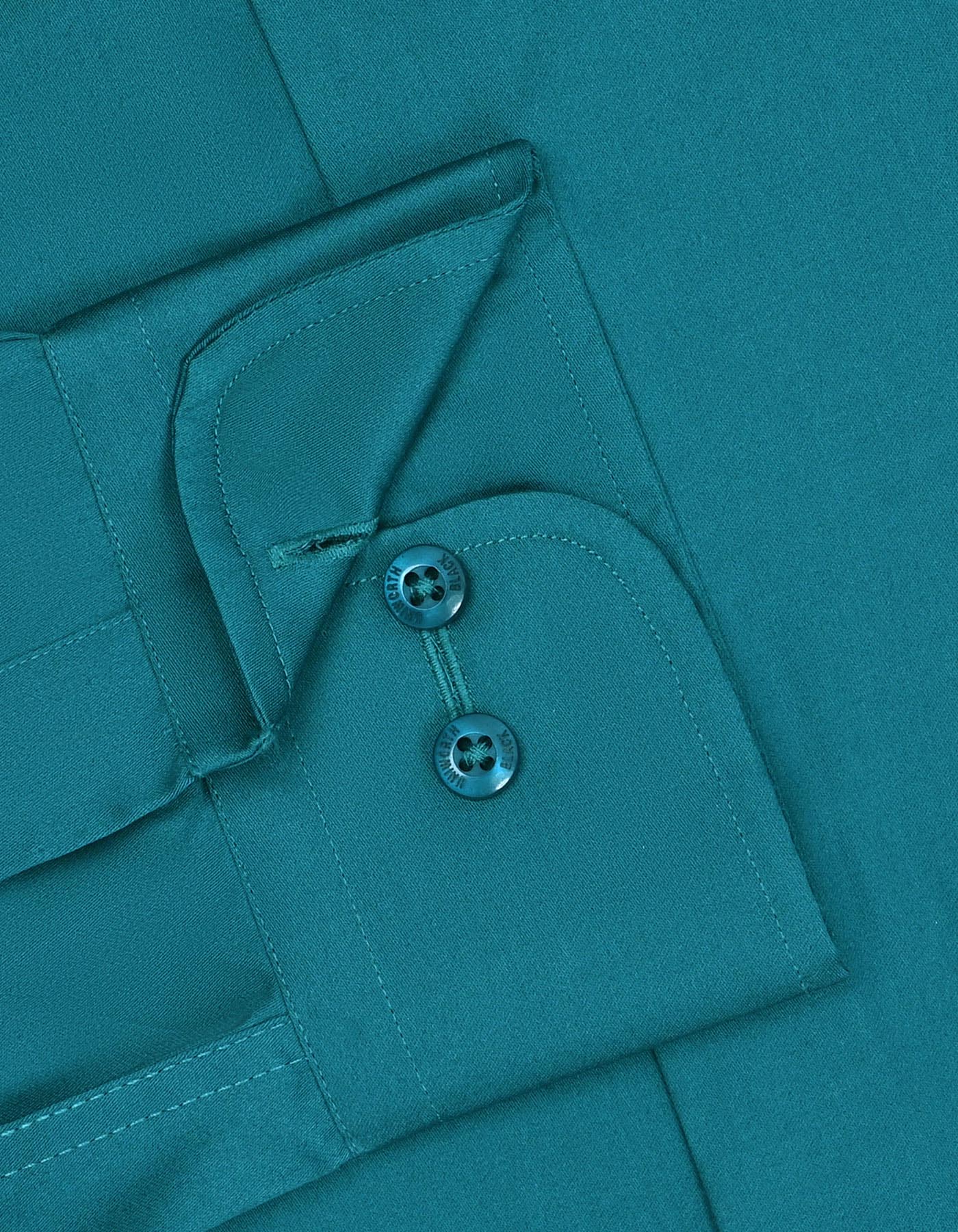Teal Plain Smart Fit Shirt - Image 3