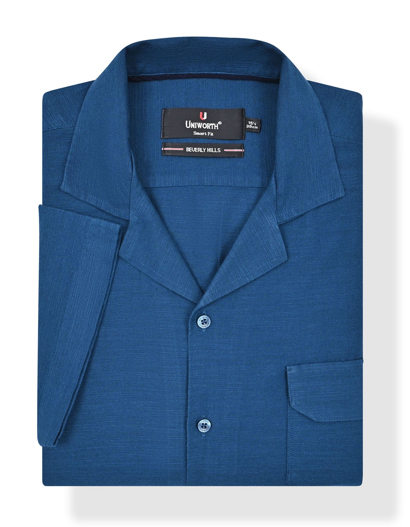 Teal Plain Tailored Smart Fit Cuban Collar Shirt - Image 2