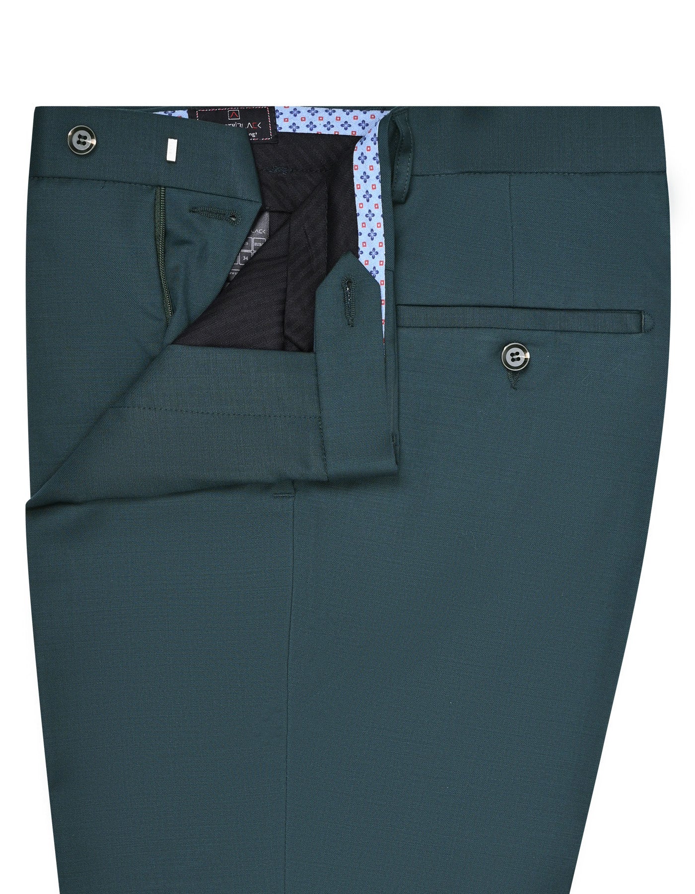 Teal Plain Tailored Smart Fit Formal Trouser - Image 2