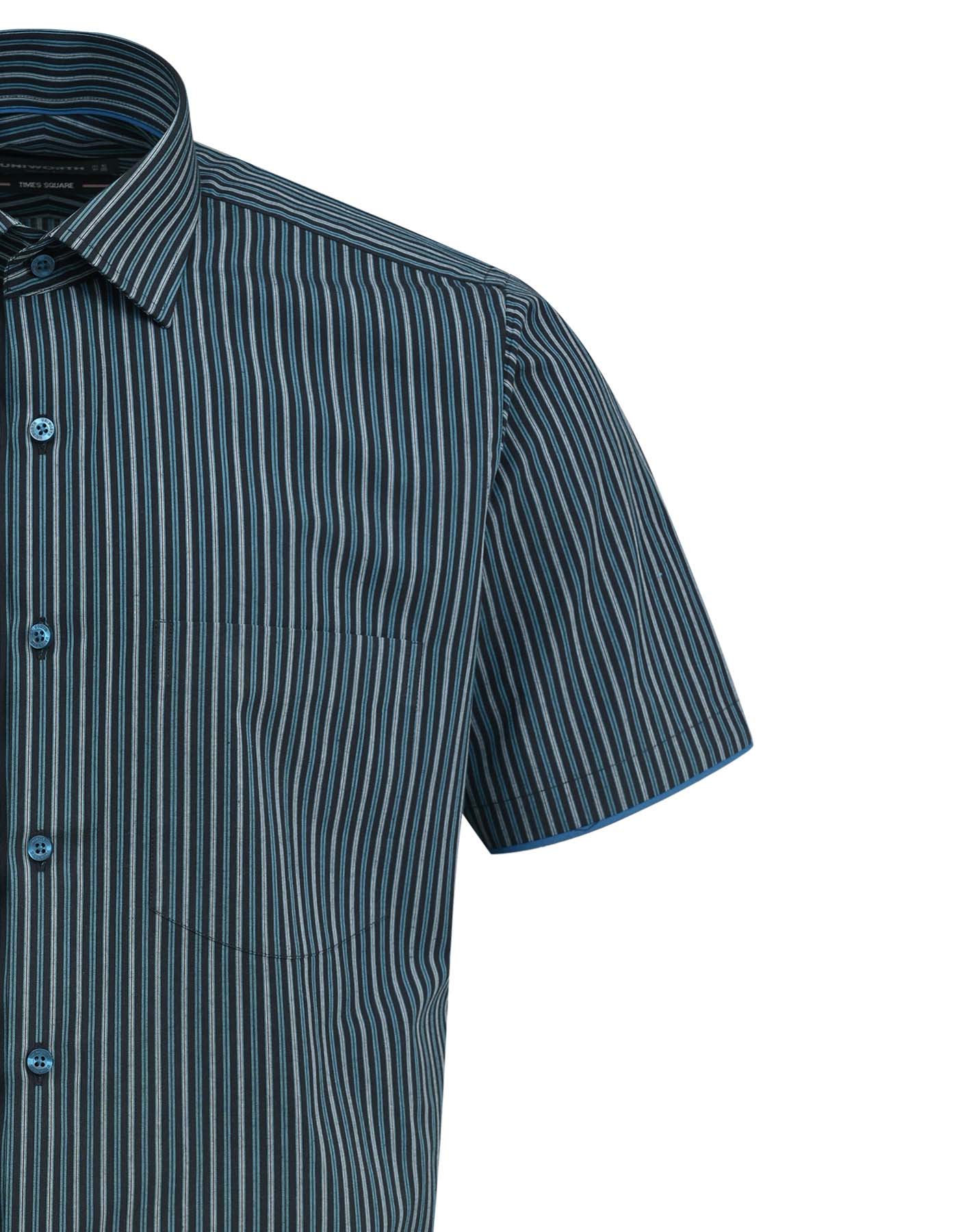 Teal Stripe Classic Fit Shirt - Image 3
