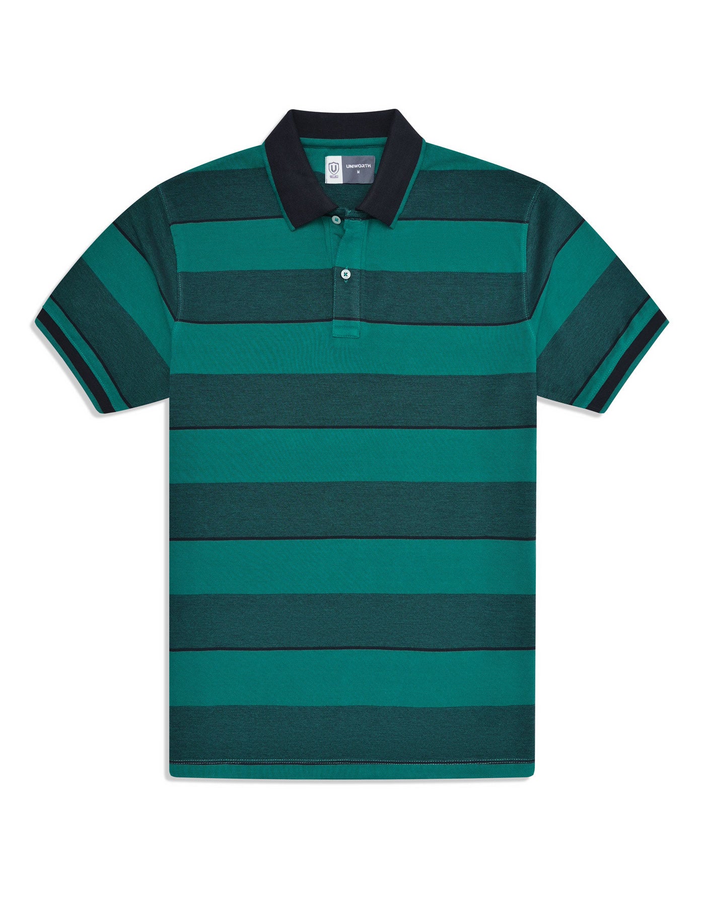 Teal Stripe Pique Polo Shirt
