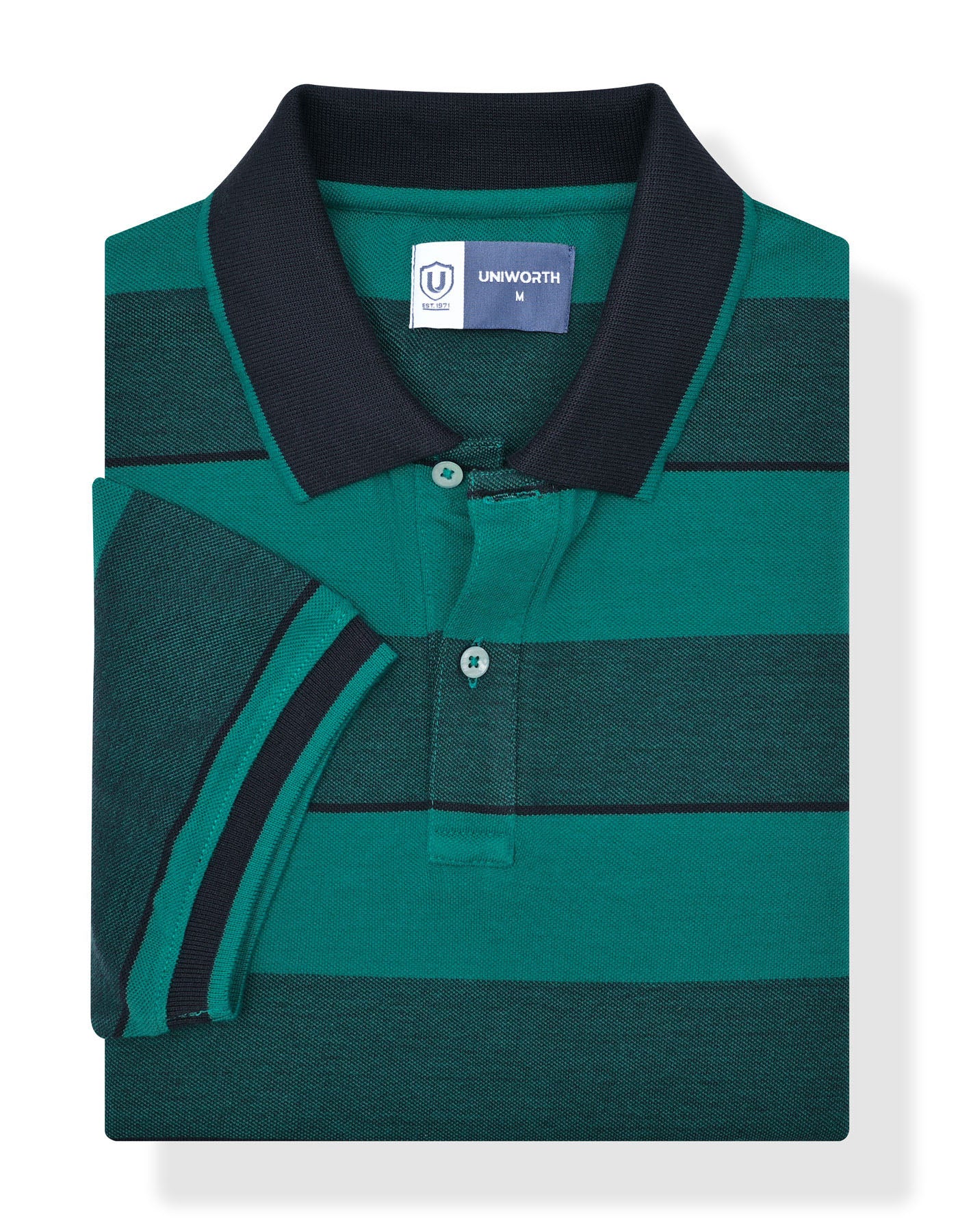 Teal Stripe Pique Polo Shirt - Image 2
