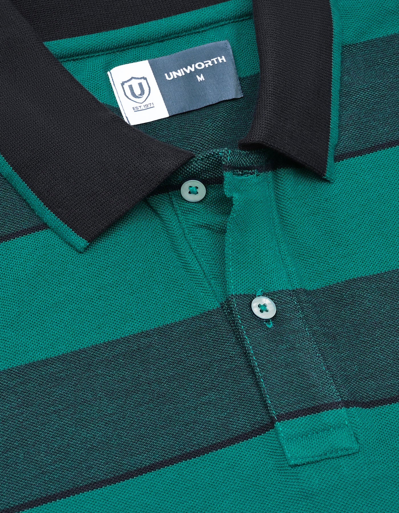 Teal Stripe Pique Polo Shirt - Image 3