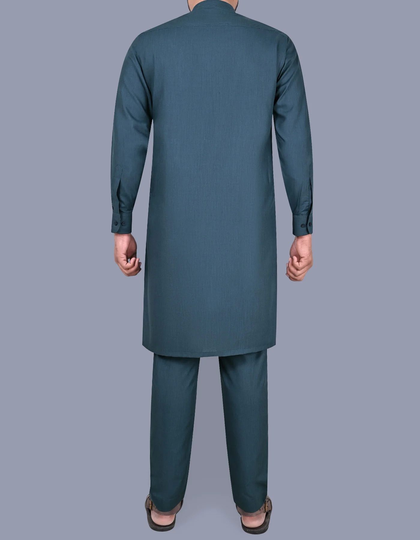 Teal Texture Kurta Pajama - Image 4