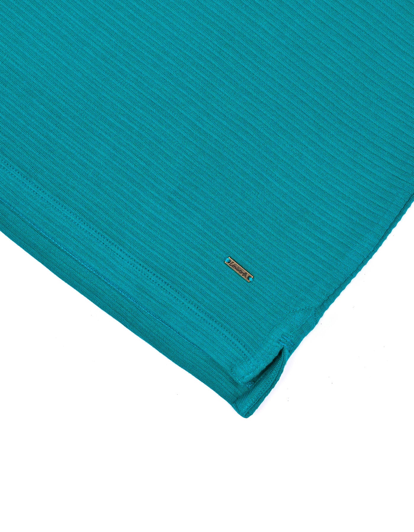 Teal Textured Band Collar T-Shirt - Image 4