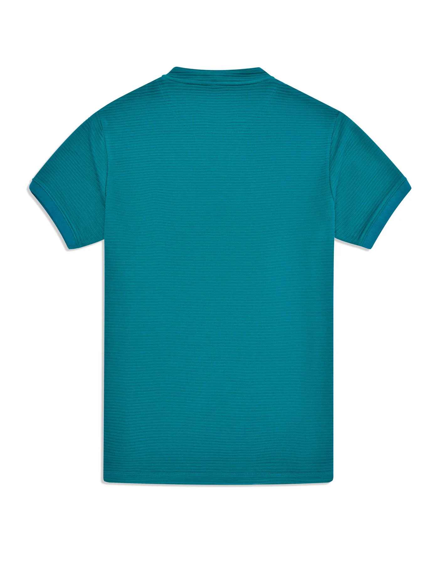Teal Textured Band Collar T-Shirt - Image 5