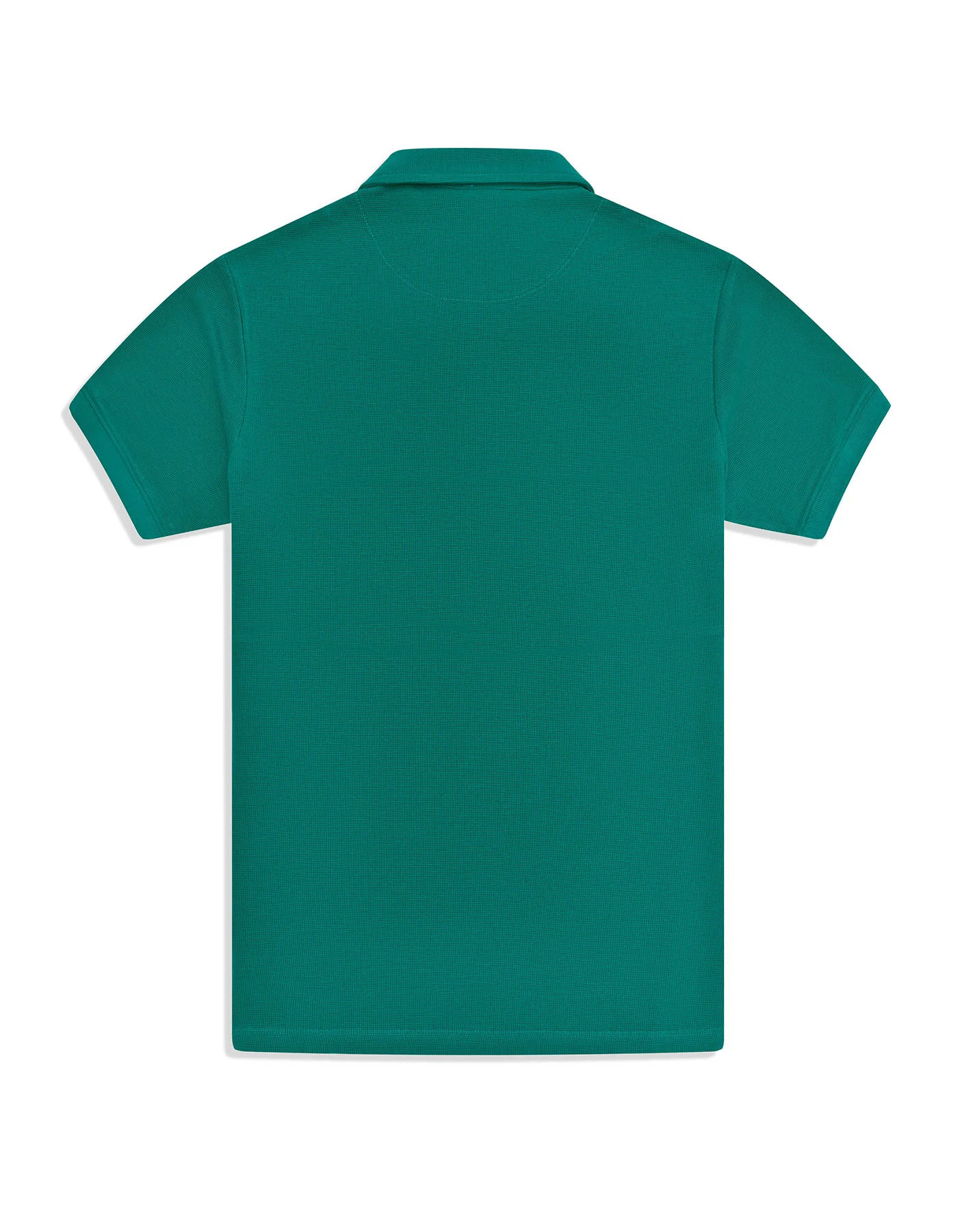 Teal Textured Color Block Polo Shirt - Image 4