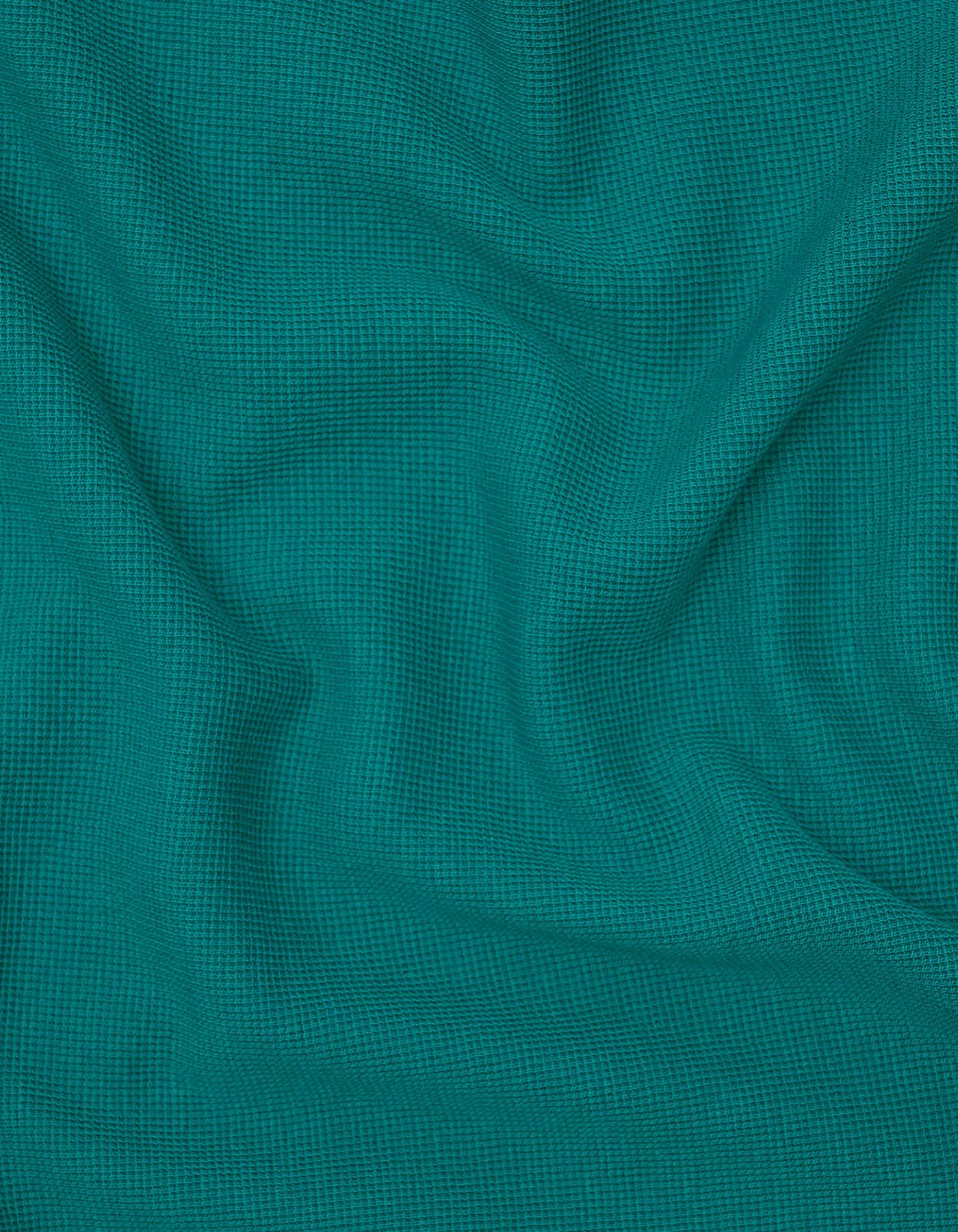 Teal Textured Color Block Polo Shirt - Image 5