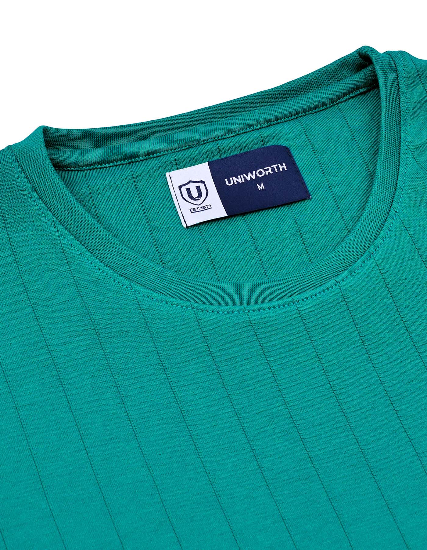 Teal Textured Crew Neck T-Shirt - Image 3