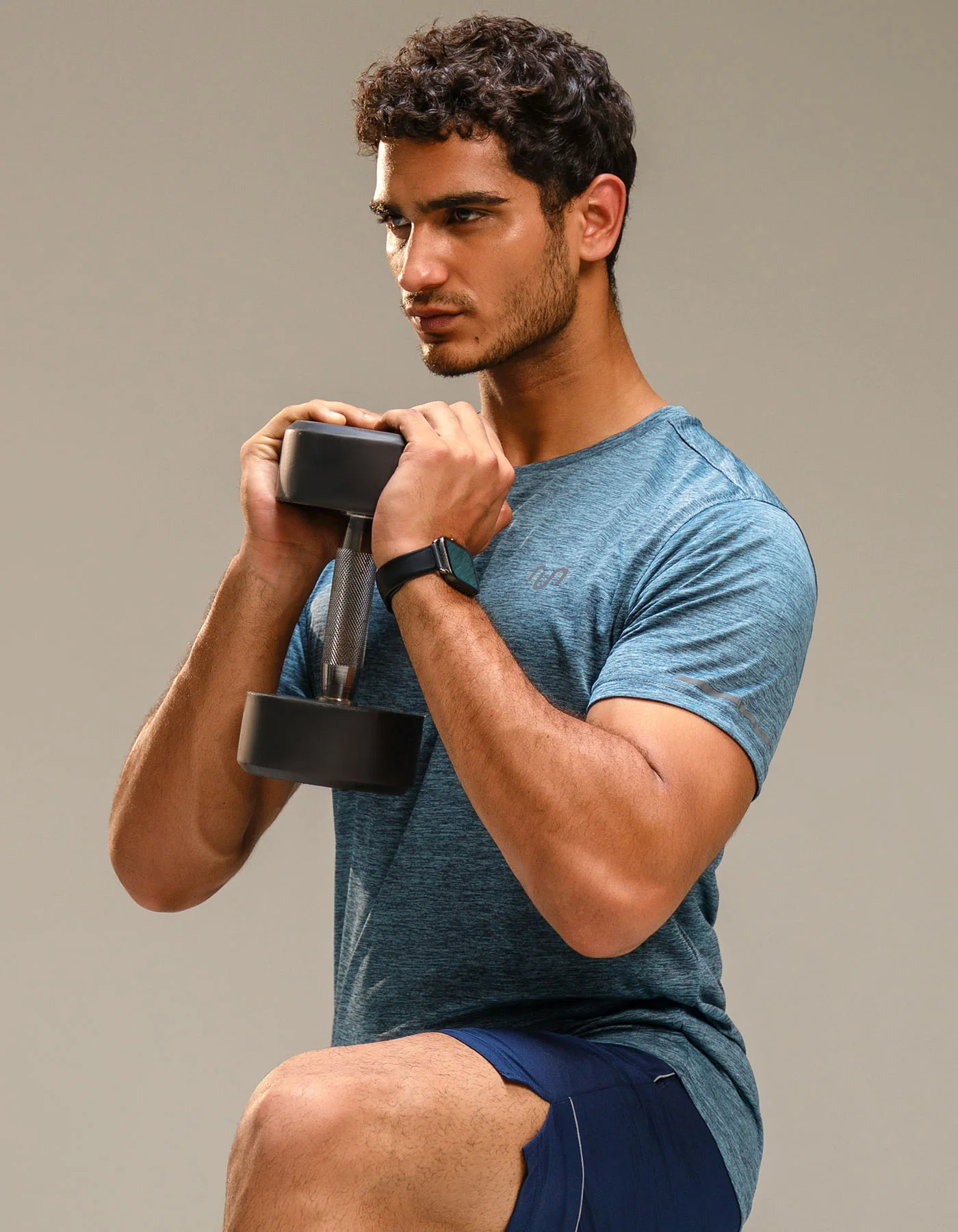 Teal Textured Slub Gym Tee - Image 3