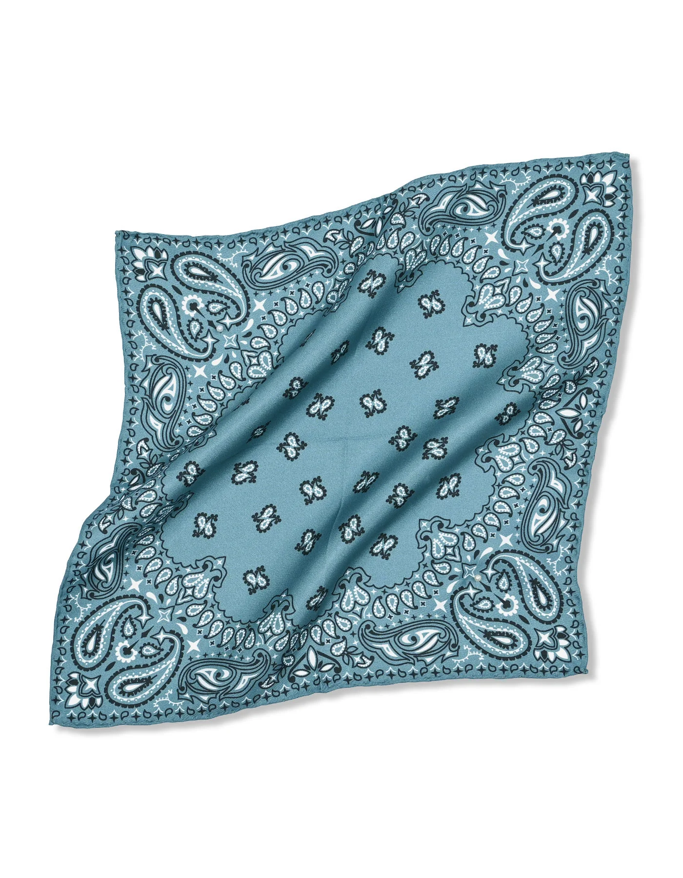Turquoise 100% Silk Pocket Square - Image 4