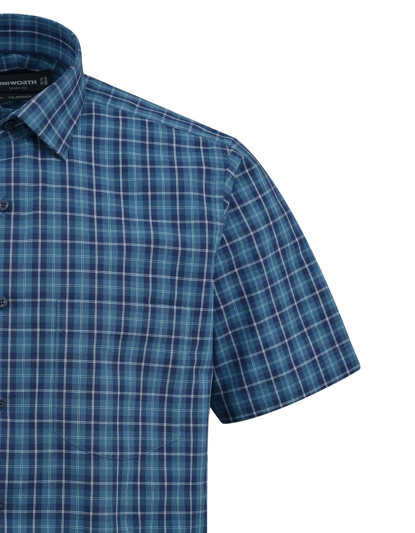 Turquoise Check Classic Fit Shirt - Image 3