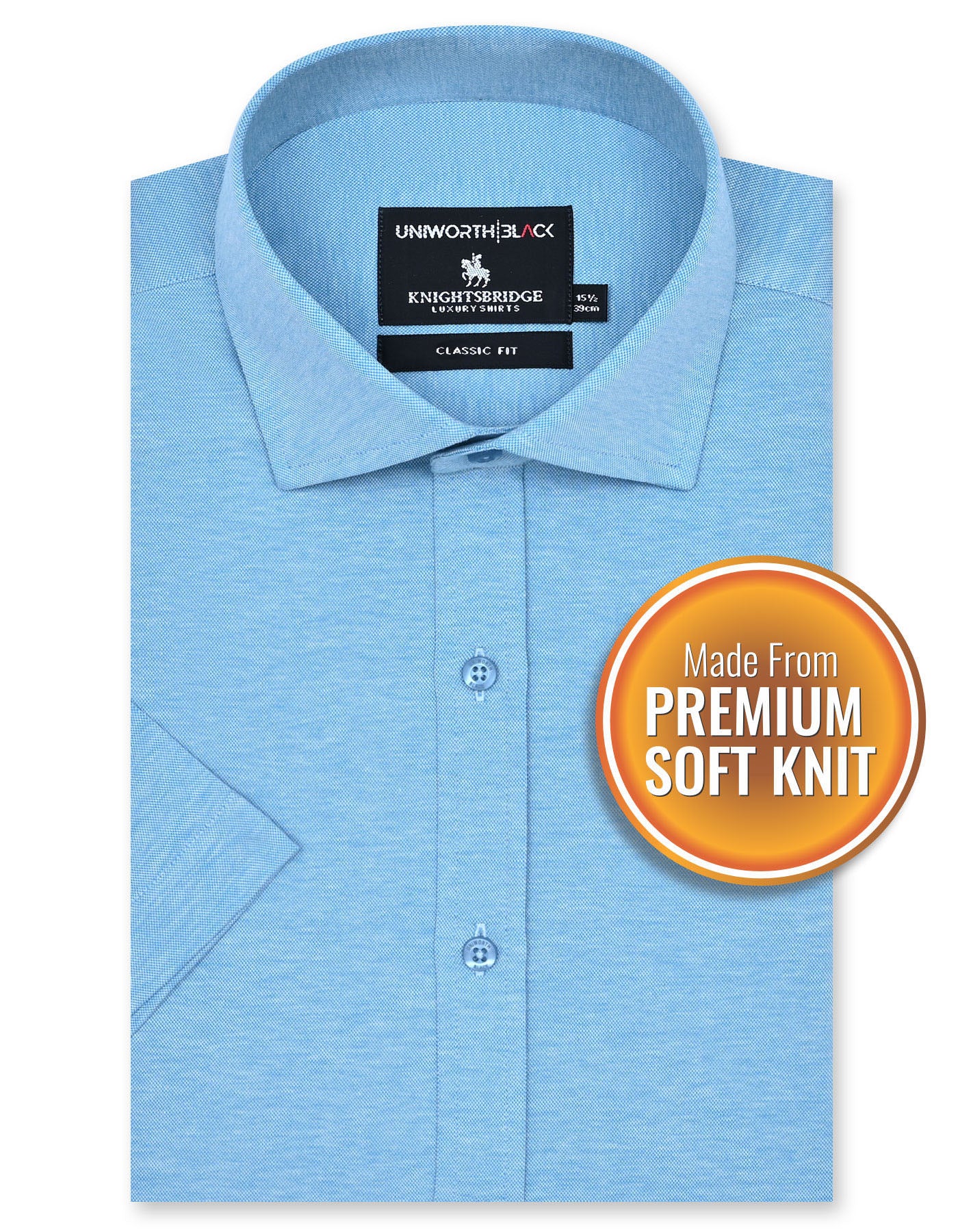 Turquoise Plain Classic Fit Knit Shirt