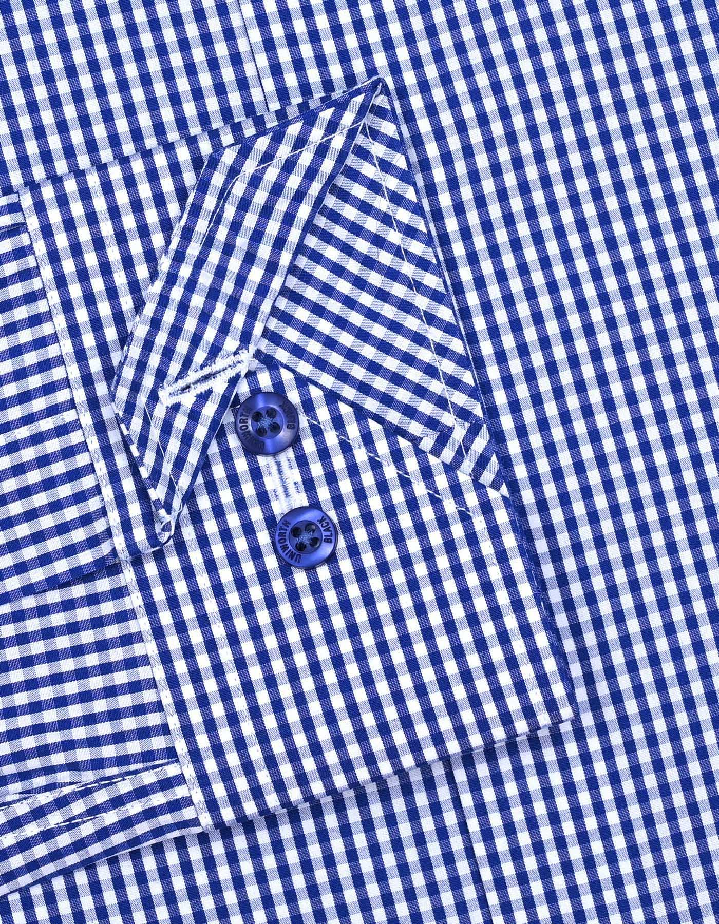 White/Blue Check Tailored Smart Fit Shirt - Image 3