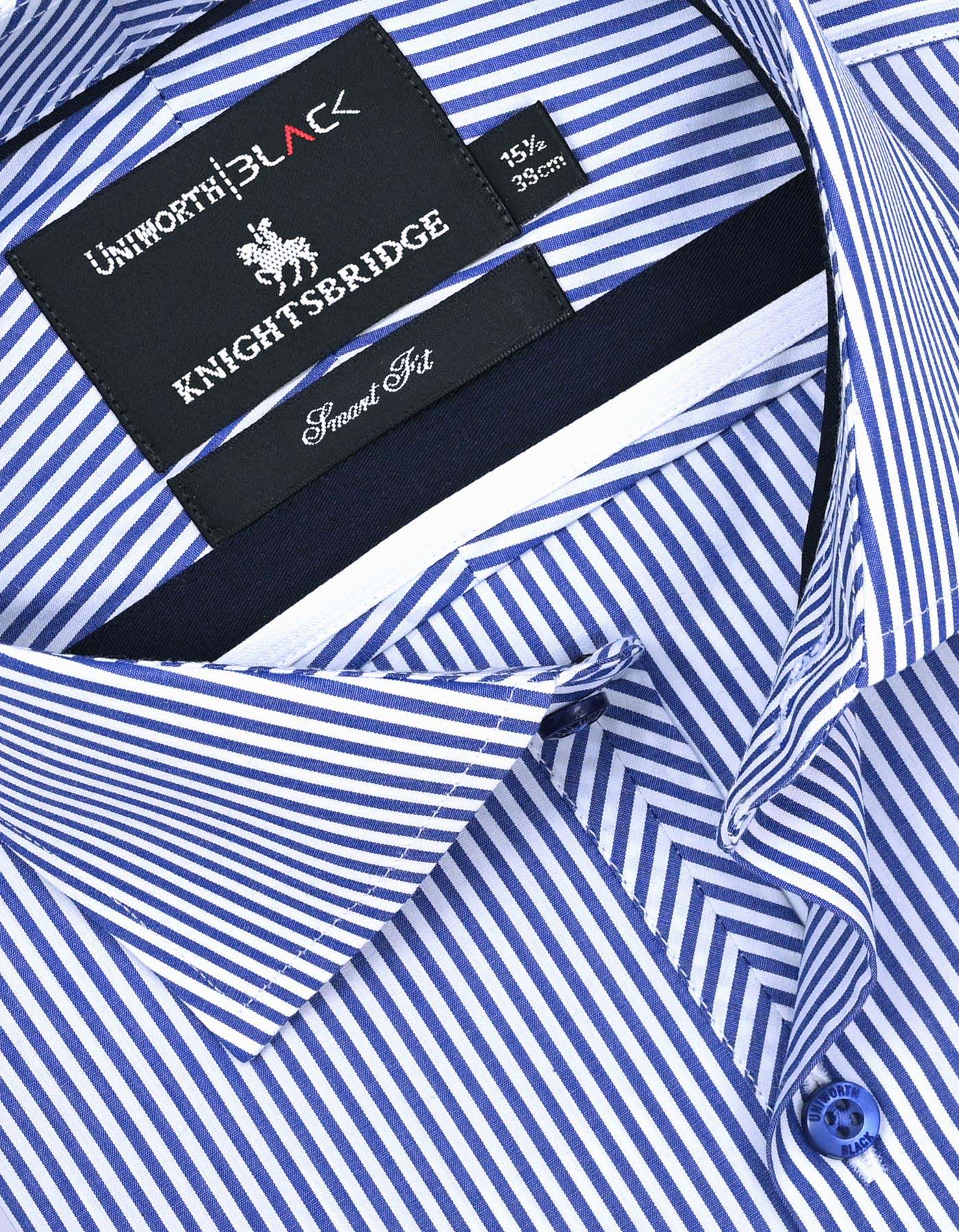 White/Blue Stripe Tailored Smart Fit Shirt - Image 2