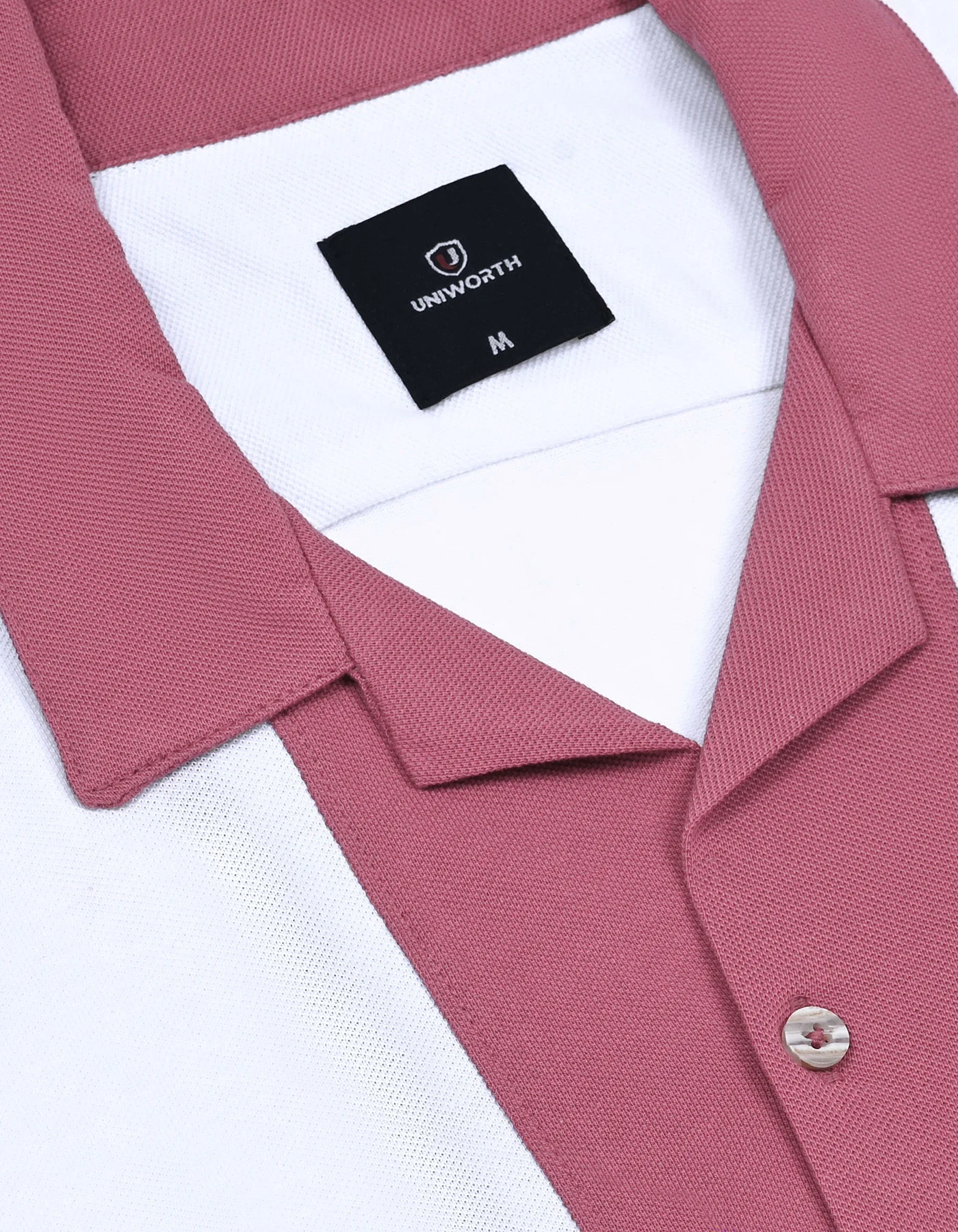 White Contrast Panel Resort Collar Shirt - Image 3