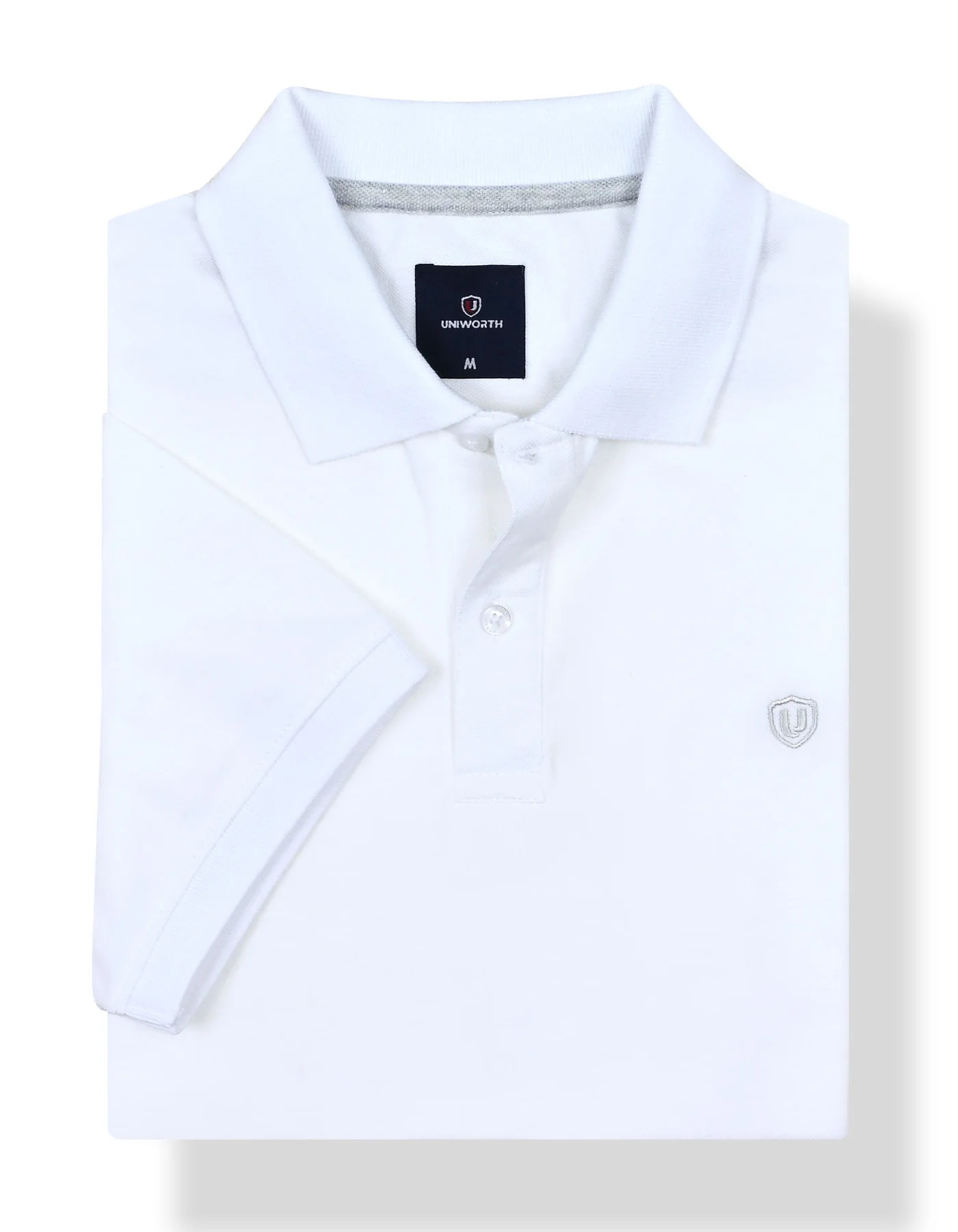 White Plain Pique Polo Shirt - Image 2