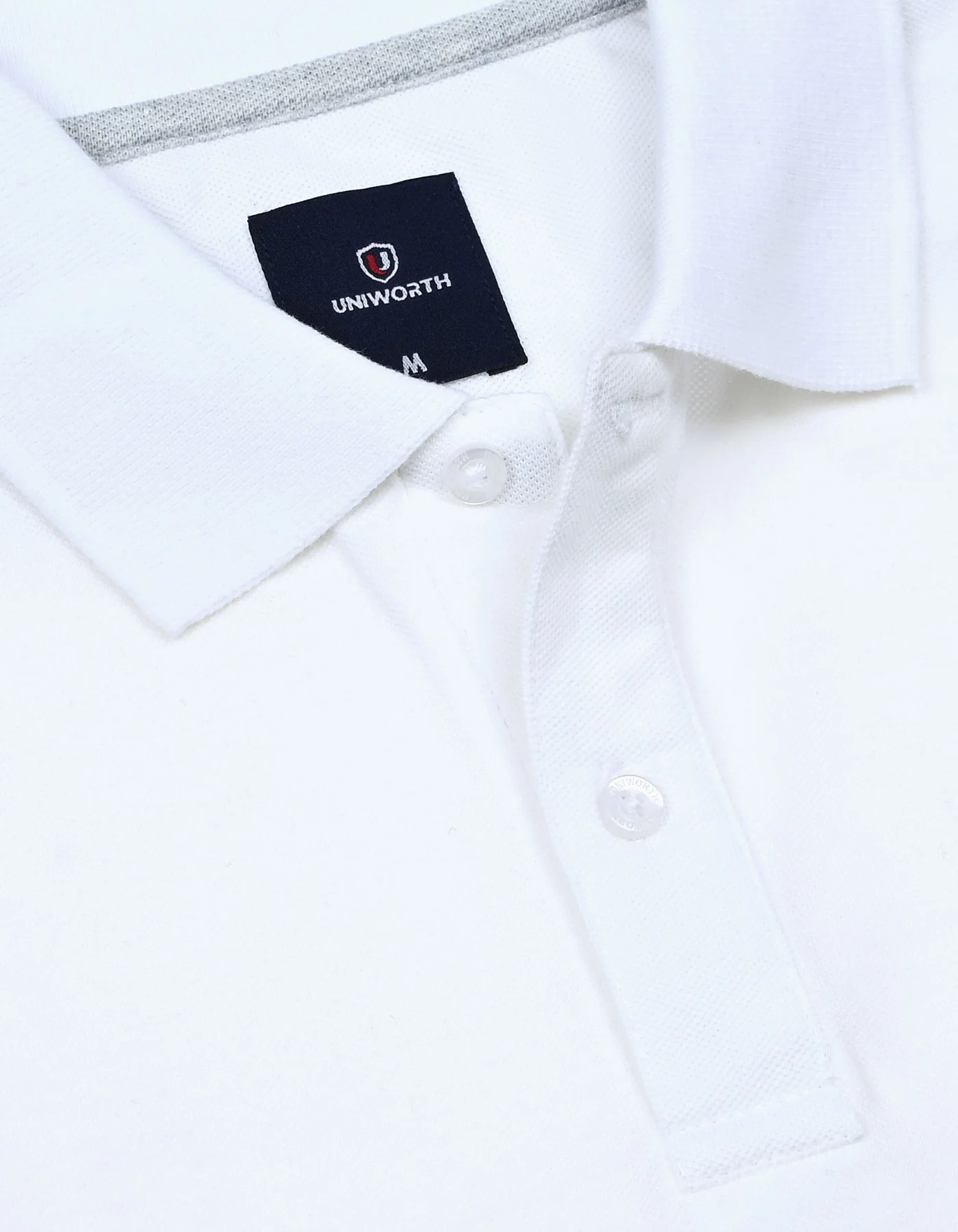 White Plain Pique Polo Shirt - Image 3