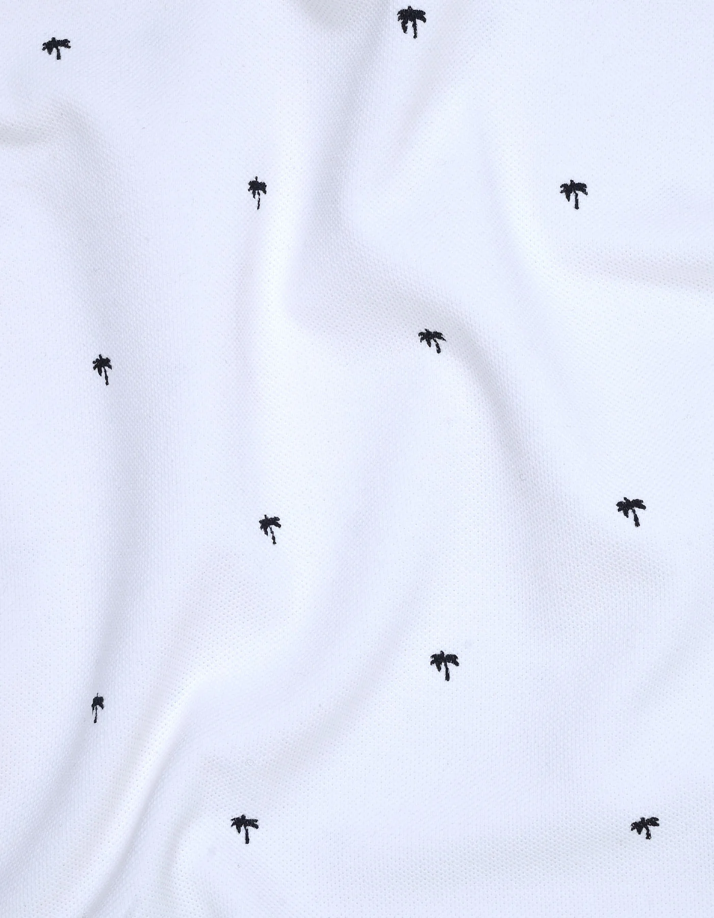 White Printed Band Collar T-shirt - Image 6