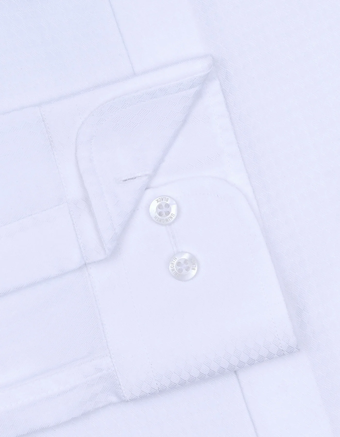 White Self Tailored Smart Fit Shirt - Image 3